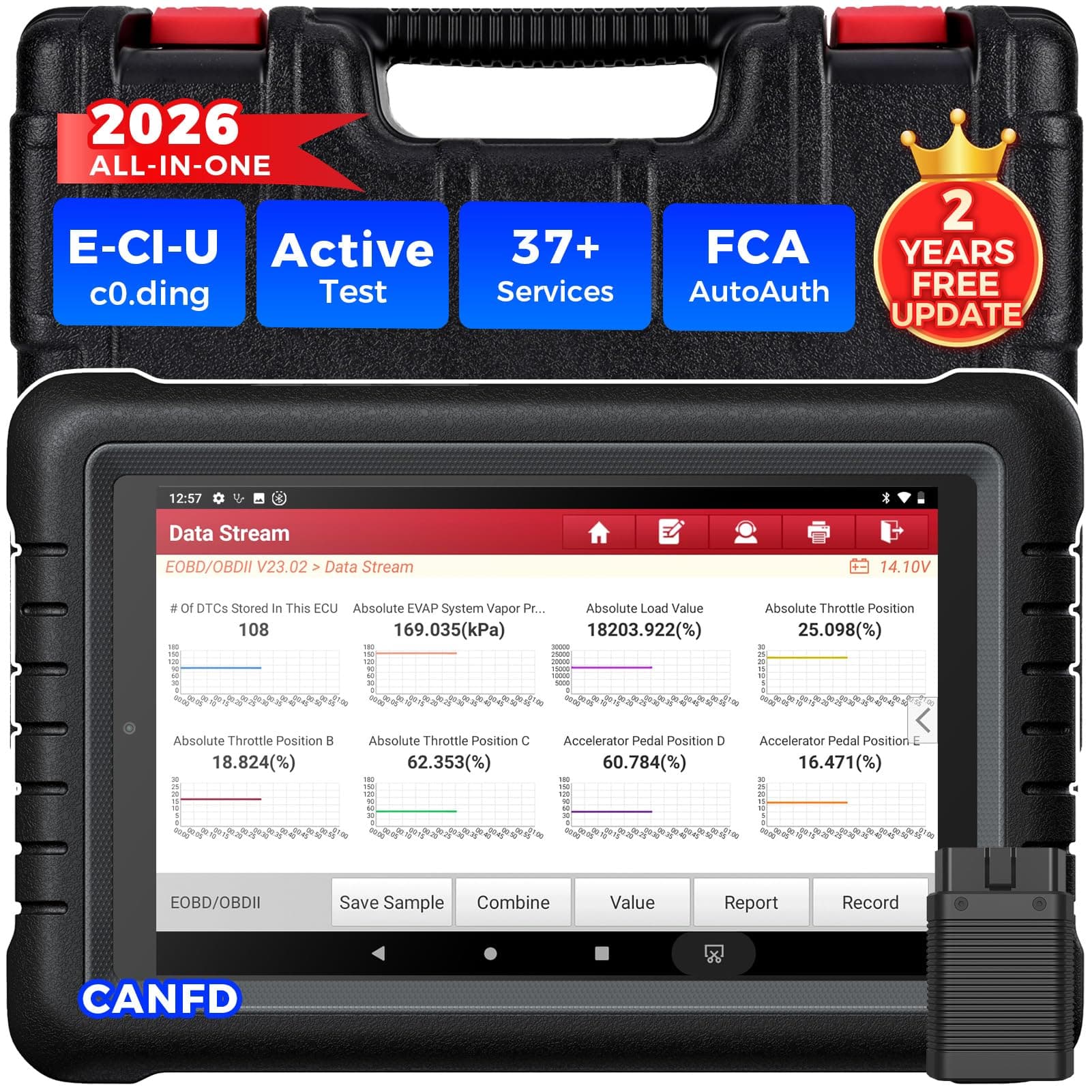 X431 PROS V Bidirectional Scan Tool, 2026 Full System Diagnostic Scanner, 2 Years Free Update, Calibration & Matching, 38+ Services, AutoAuth FCA SGW, V.A.G Guided, CAN FD, Same As X431 PRO3