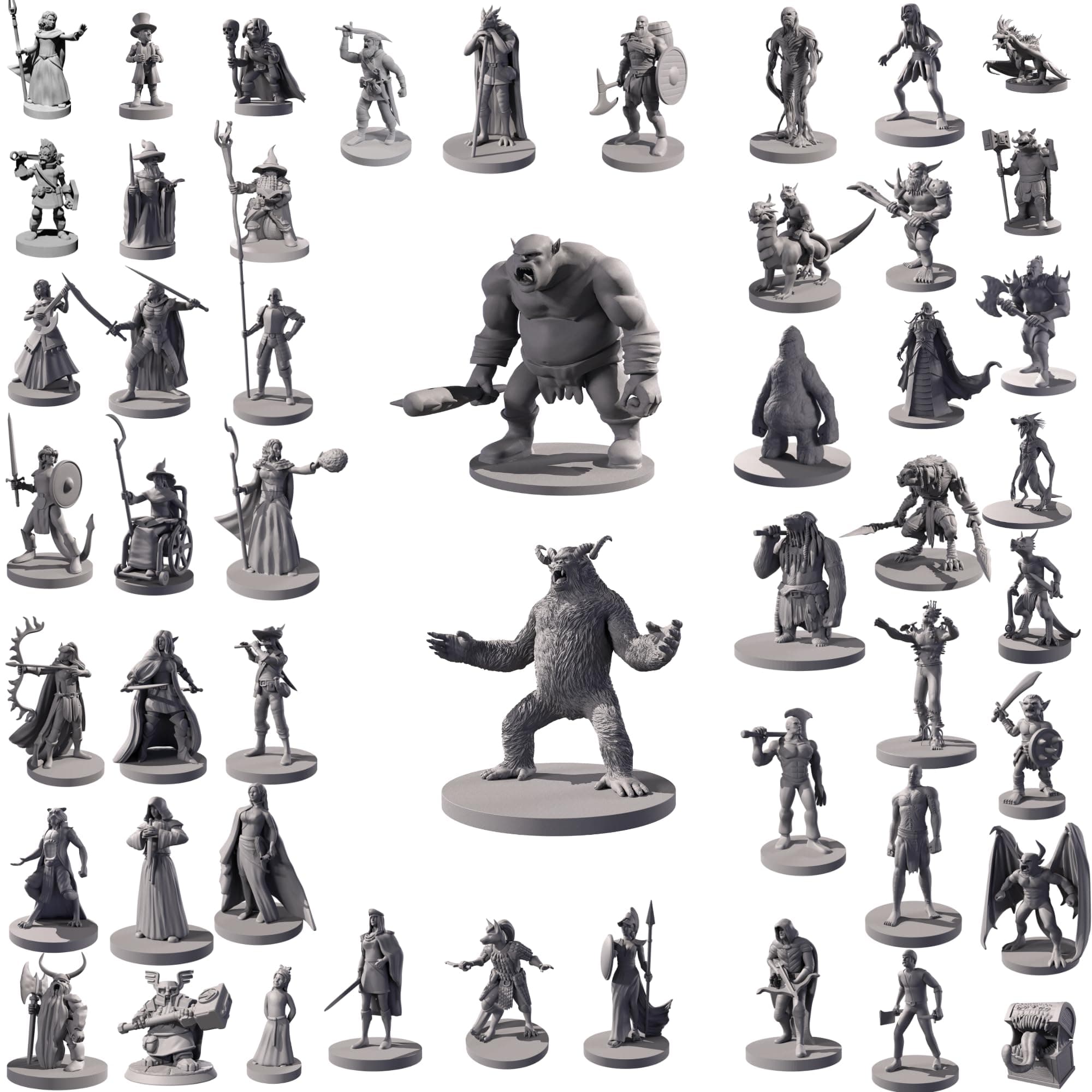 Path Gaming 50 Unique Miniatures Fantasy Tabletop RPG Figures for Dungeons and Dragons, Pathfinder Roleplaying Games. 28MM Scaled Miniatures, 50 Unique Designs, Bulk Unpainted, Great for D&D/DND