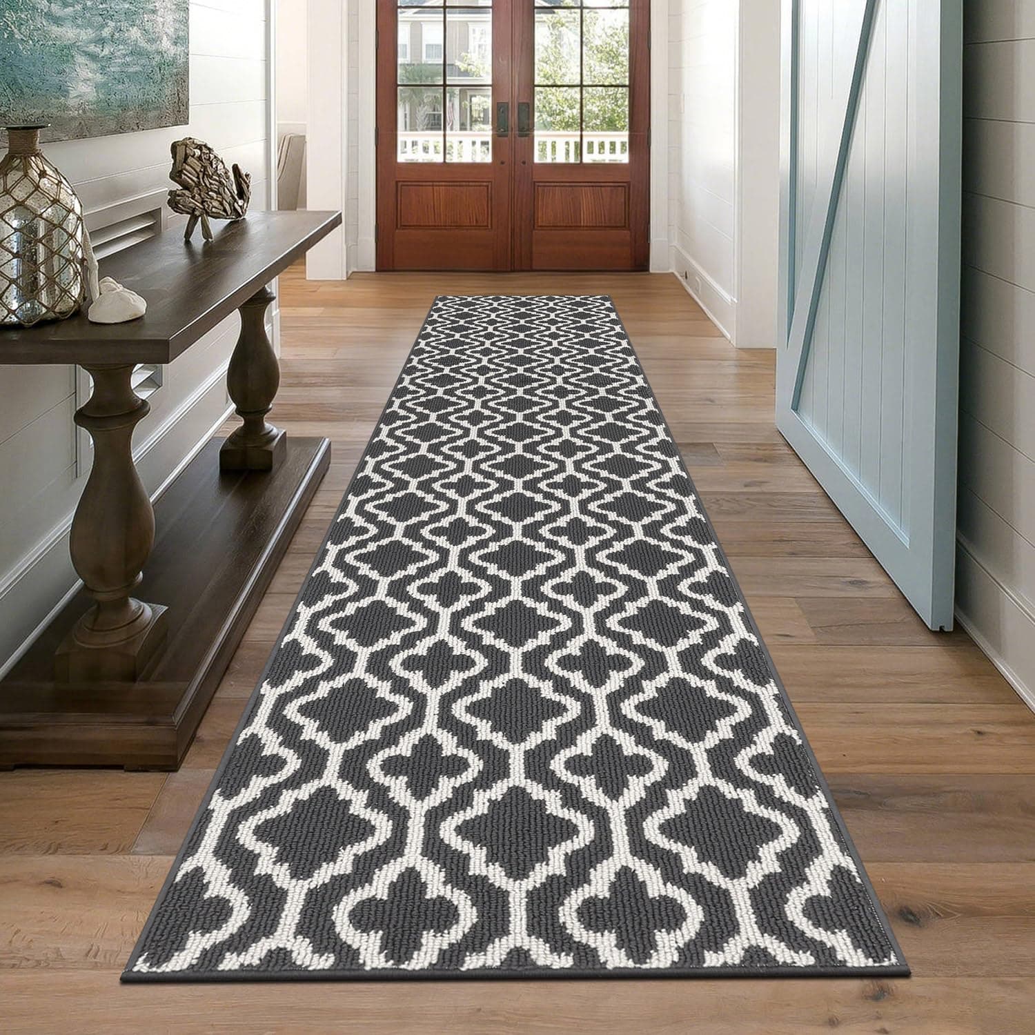 SHACOS Extra Long Hallway Runner Rug 66 x 300 cm Dark Grey Non Slip Hall Runners Long Narrow Rug Carpet Runners for Hallway Kitchen Entryway