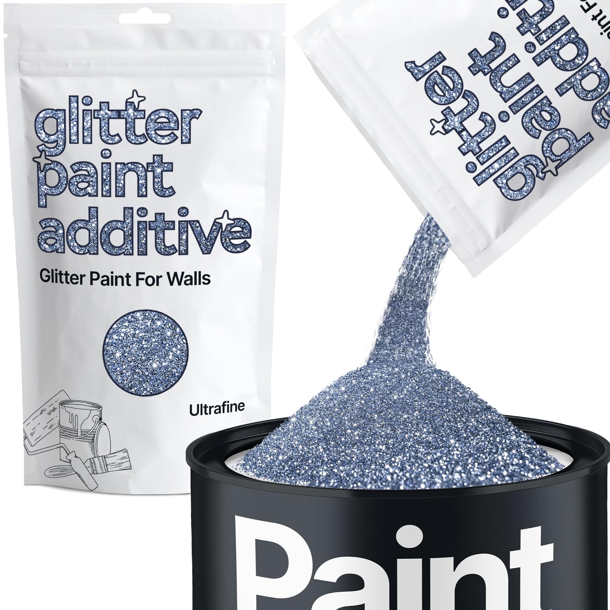 Azure Blue Glitter Paint Additive for Walls Ultrafine 100g / 3.5oz | Glitter Additive Sparkle for Interior & Exterior Wall Paint, Furniture, Varnish | Hemway