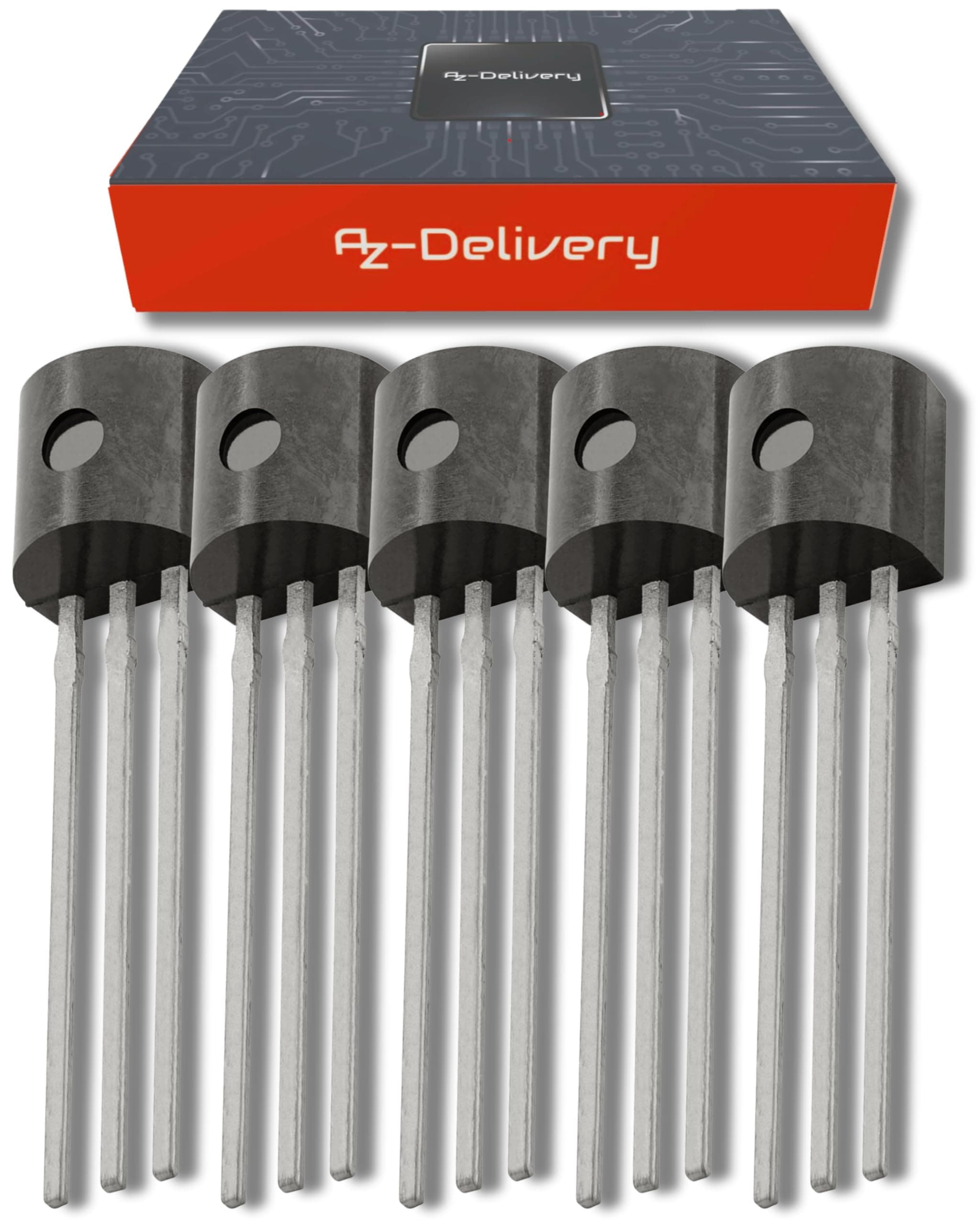 AZDelivery 5 x DS18B20 Digital Temperature Sensor TO92-55°C - +125°C compatible with Arduino and Raspberry Pi, including E-Book!