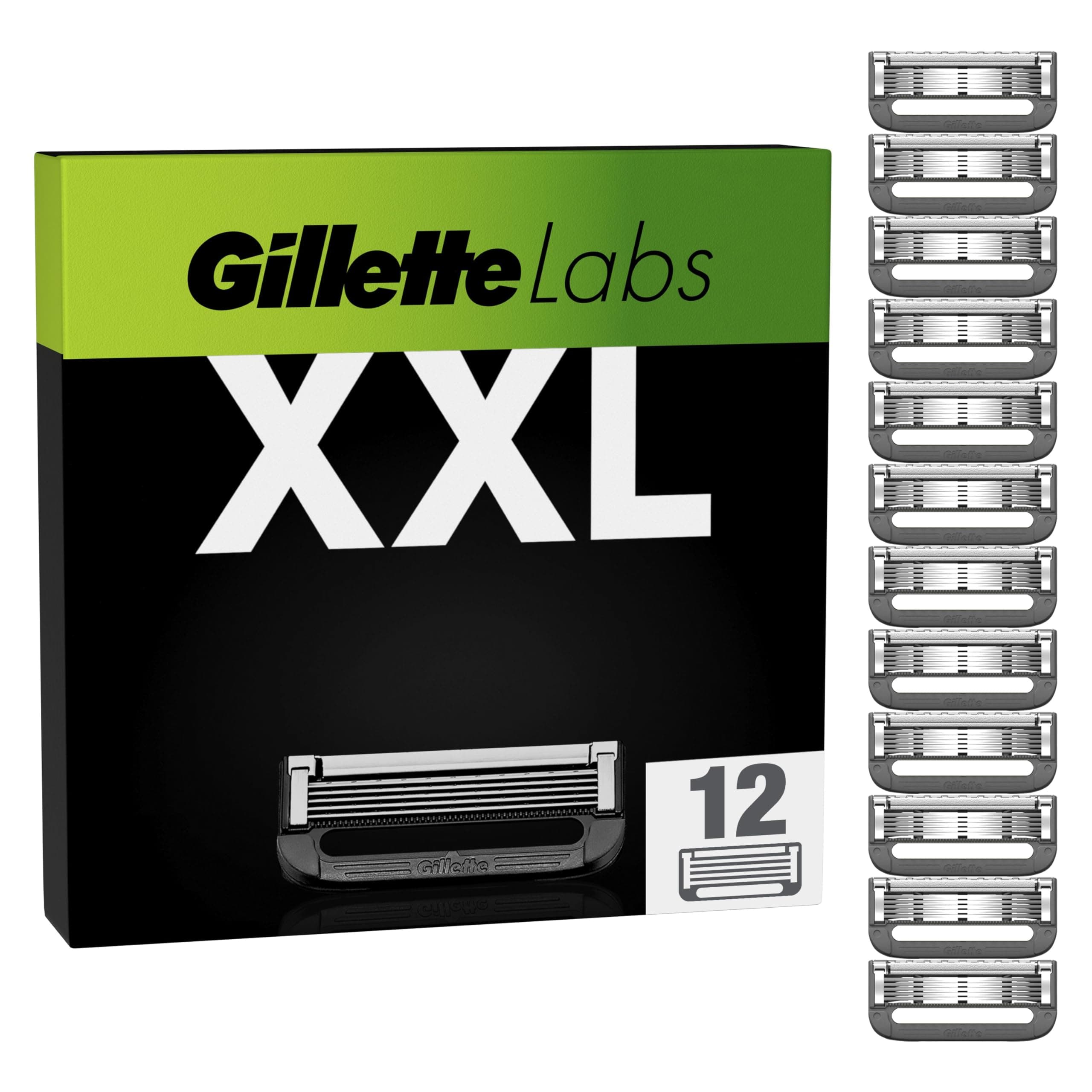 GilletteLabs Razor Blade Refills for Men, Pack of 12, Compatible with GilletteLabs Exfoliating Bar and Heated Razor, Long Lasting Smooth Shave