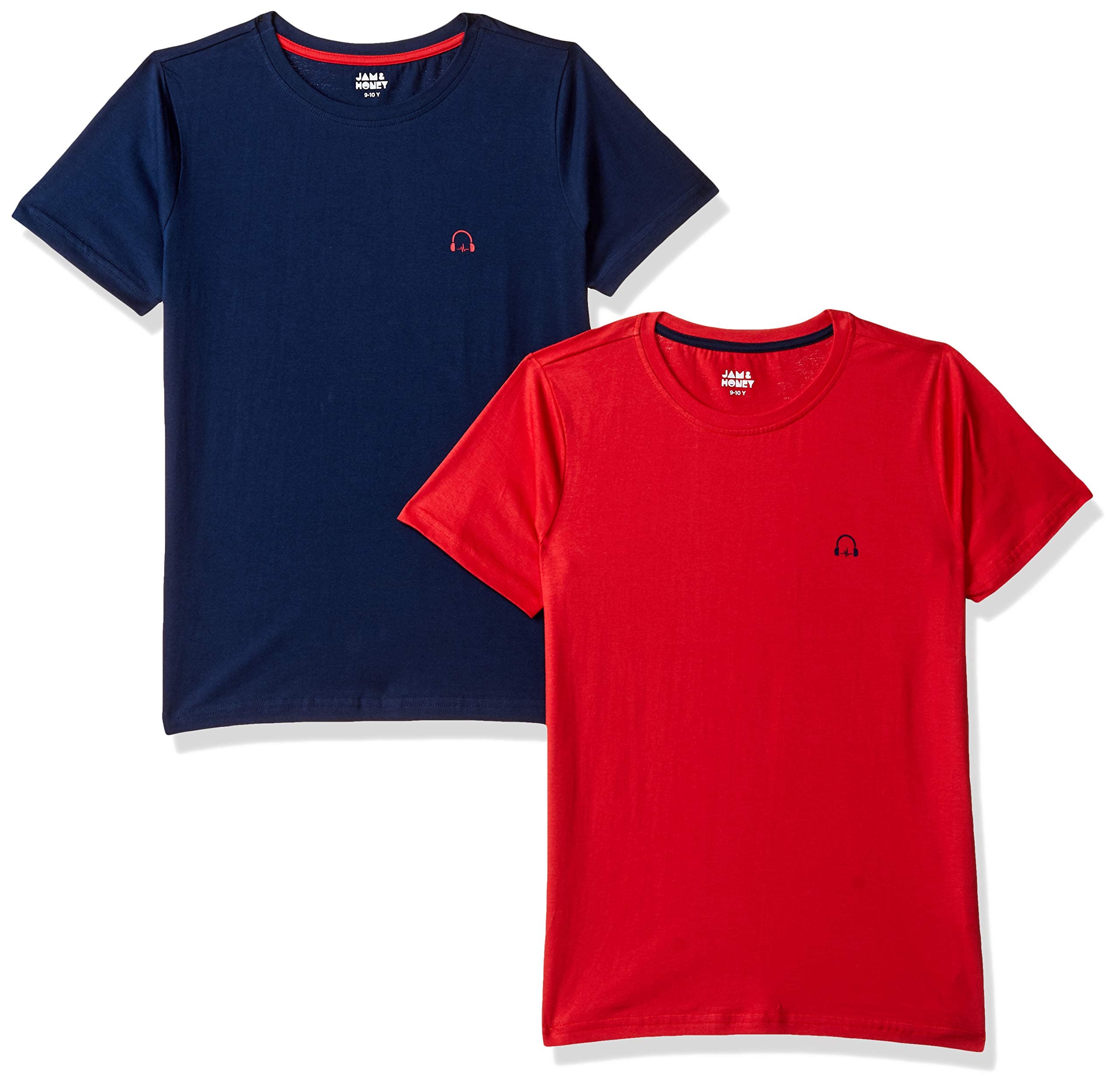 Amazon Brand - Jam & Honey Mix Pattern Regular Fit Boys 100% Cotton Printed Half Sleeves T-Shirt | Age 2-12 Years (Pack of 2)