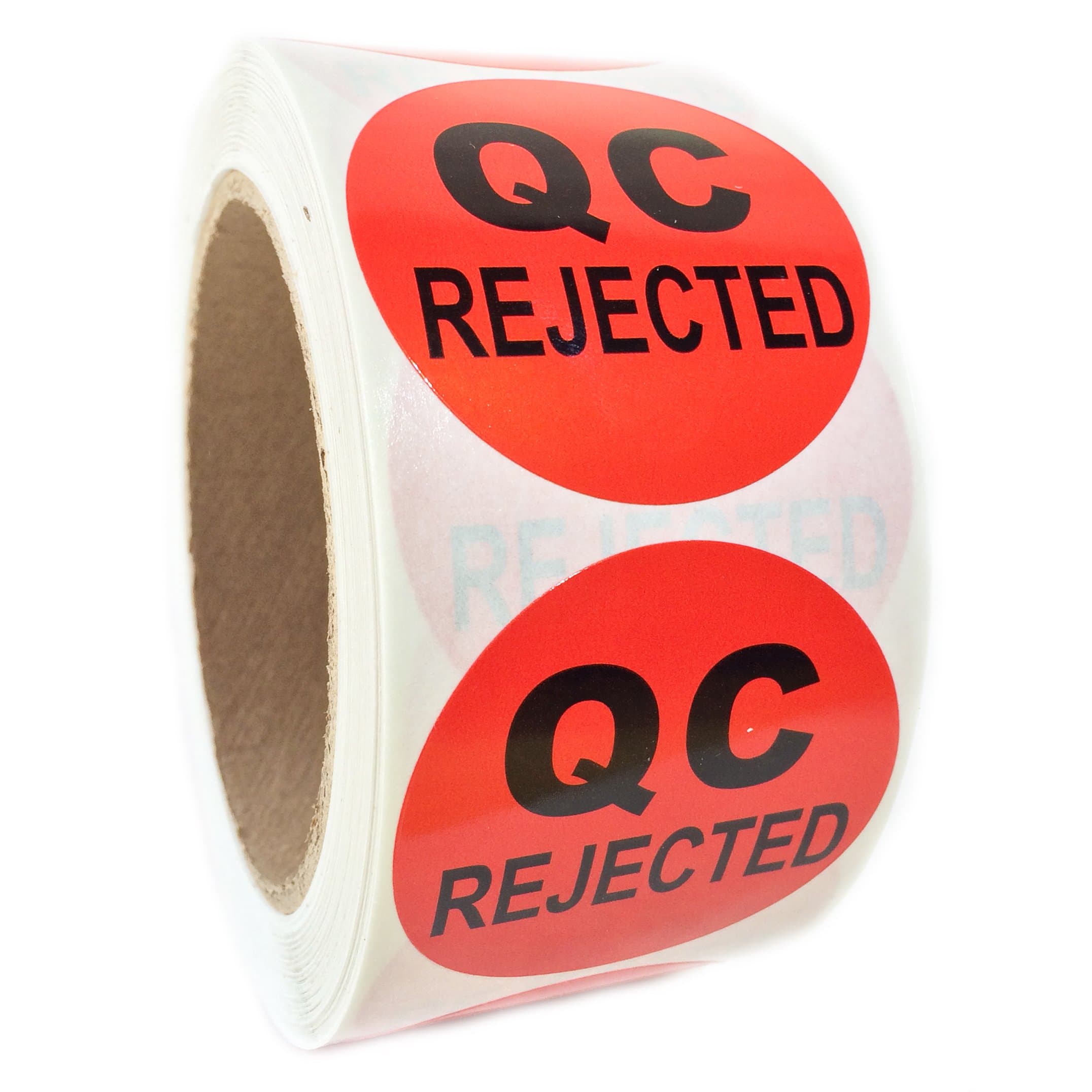 Red "QC Rejected" Label - 2" Diameter - 500 ct Roll