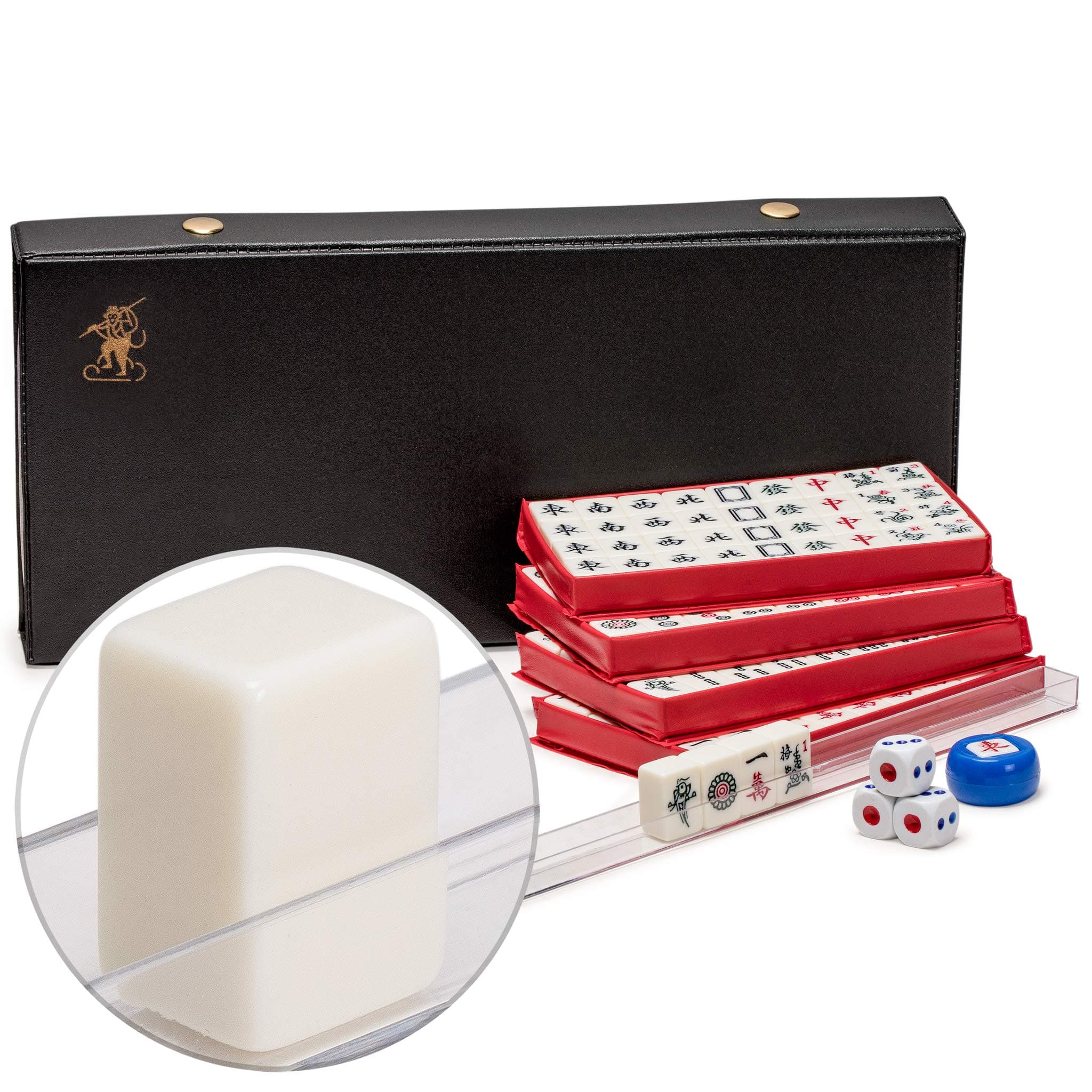 Chinese Mahjong White Tile Travel Set