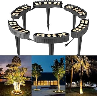 Gardencoin Outdoor Ring Tree Lights, 72W LED Landscape Uplighting for Trees, 3000K Warm White, Low Voltage IP67 Waterproof, 15.35" Inner Diameter, DC24V Driver Included, 10,080 Lumens, Set of 6