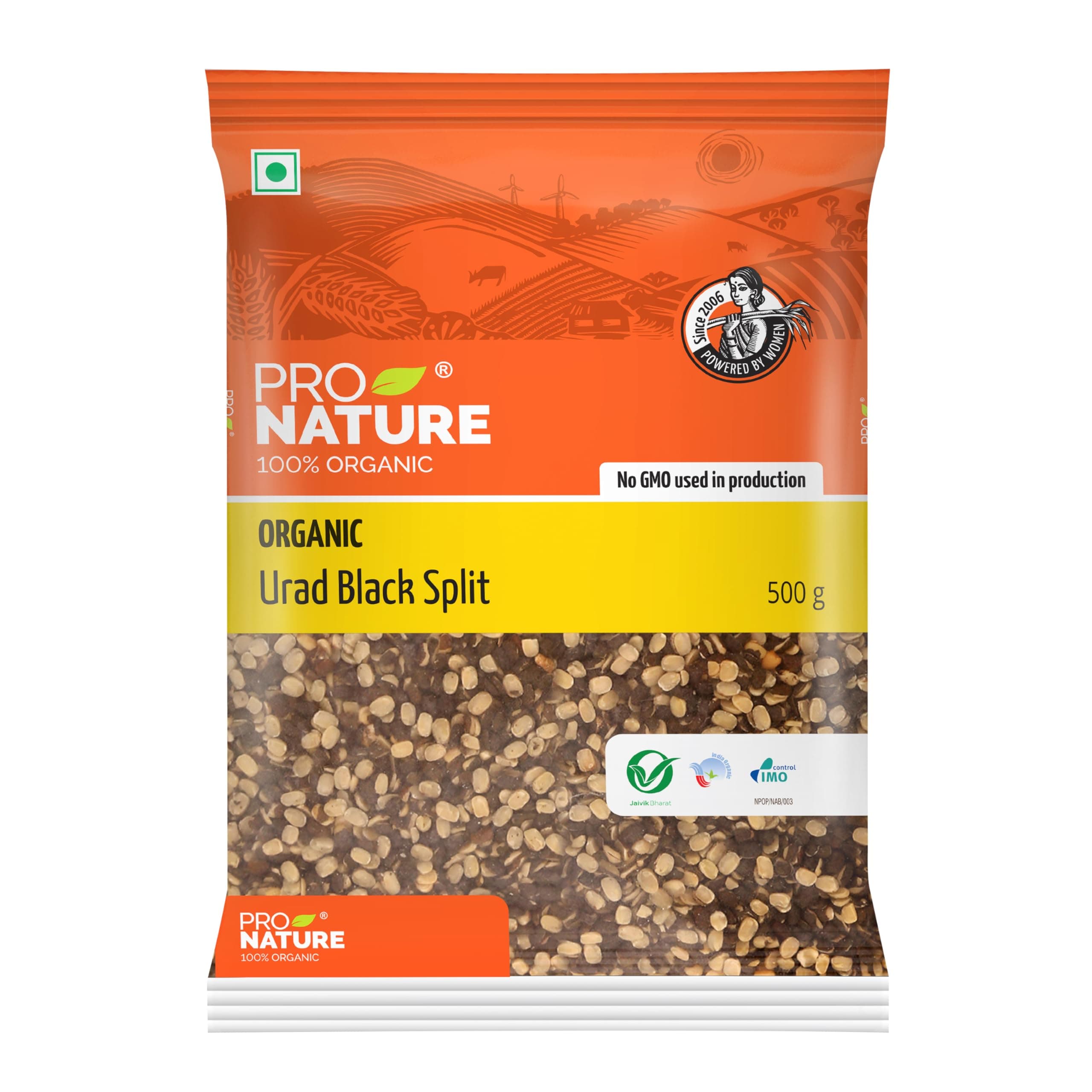 Pro Nature 100% Organic Urad Black Split, 500 Grams