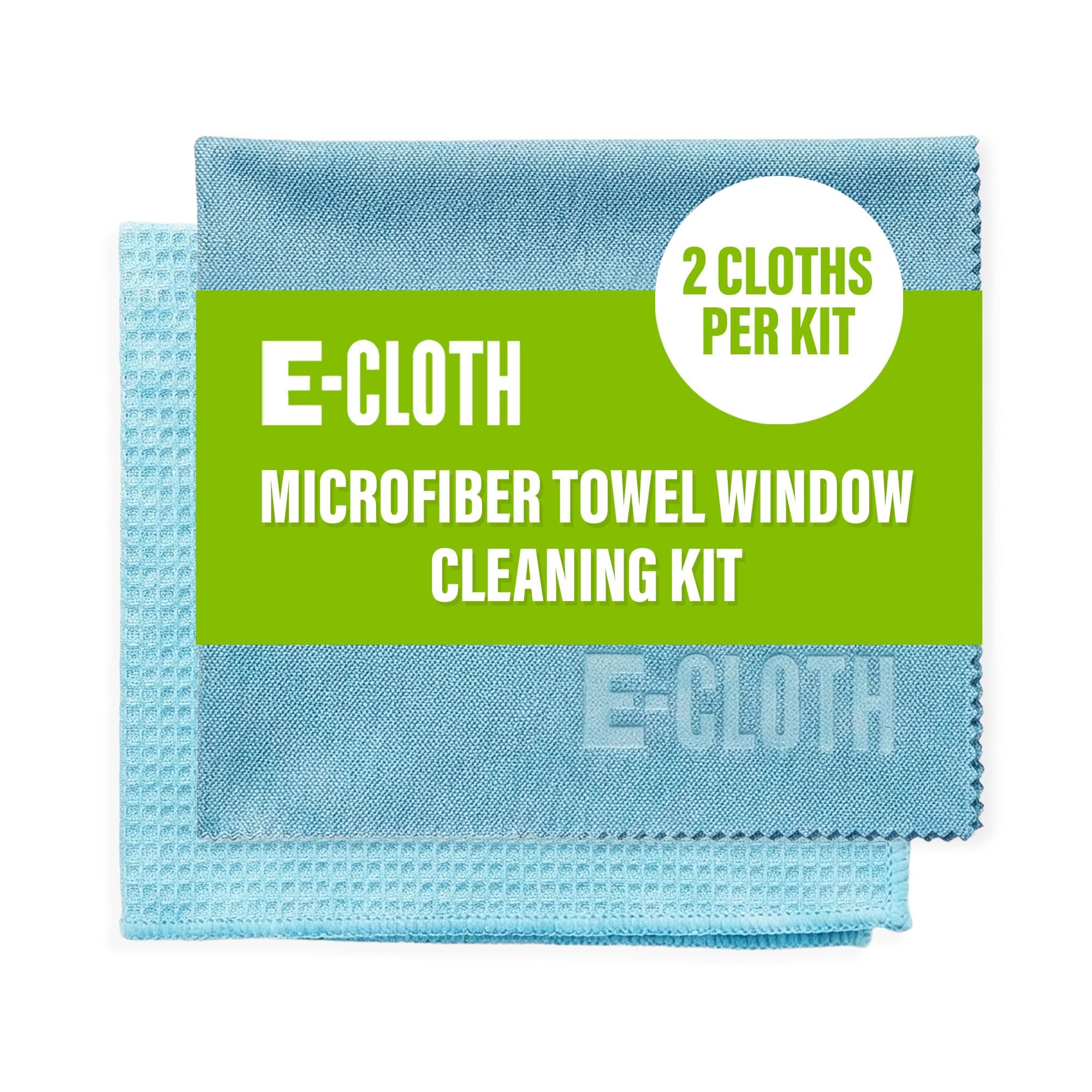 E-cloth glass cleaner, window cleaning kit, microfiber cleaning cloth, best for cleaning indoor and outdoor glass windows and doors, car windshields, washable and reusable, 100 wash promise, blue