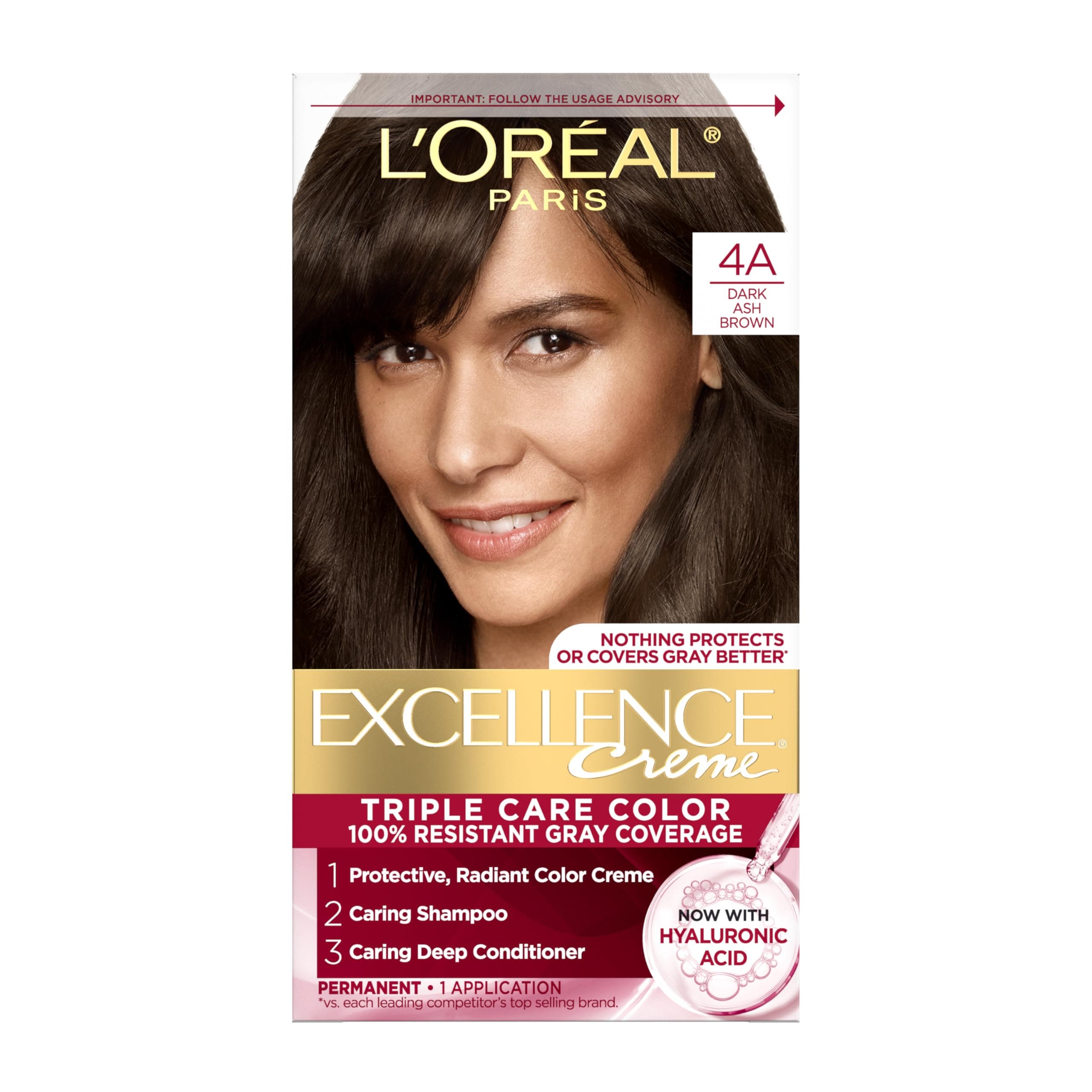 L'Oreal Excellence Hair Color #4A Dark Ash Brown (Parallel Import)