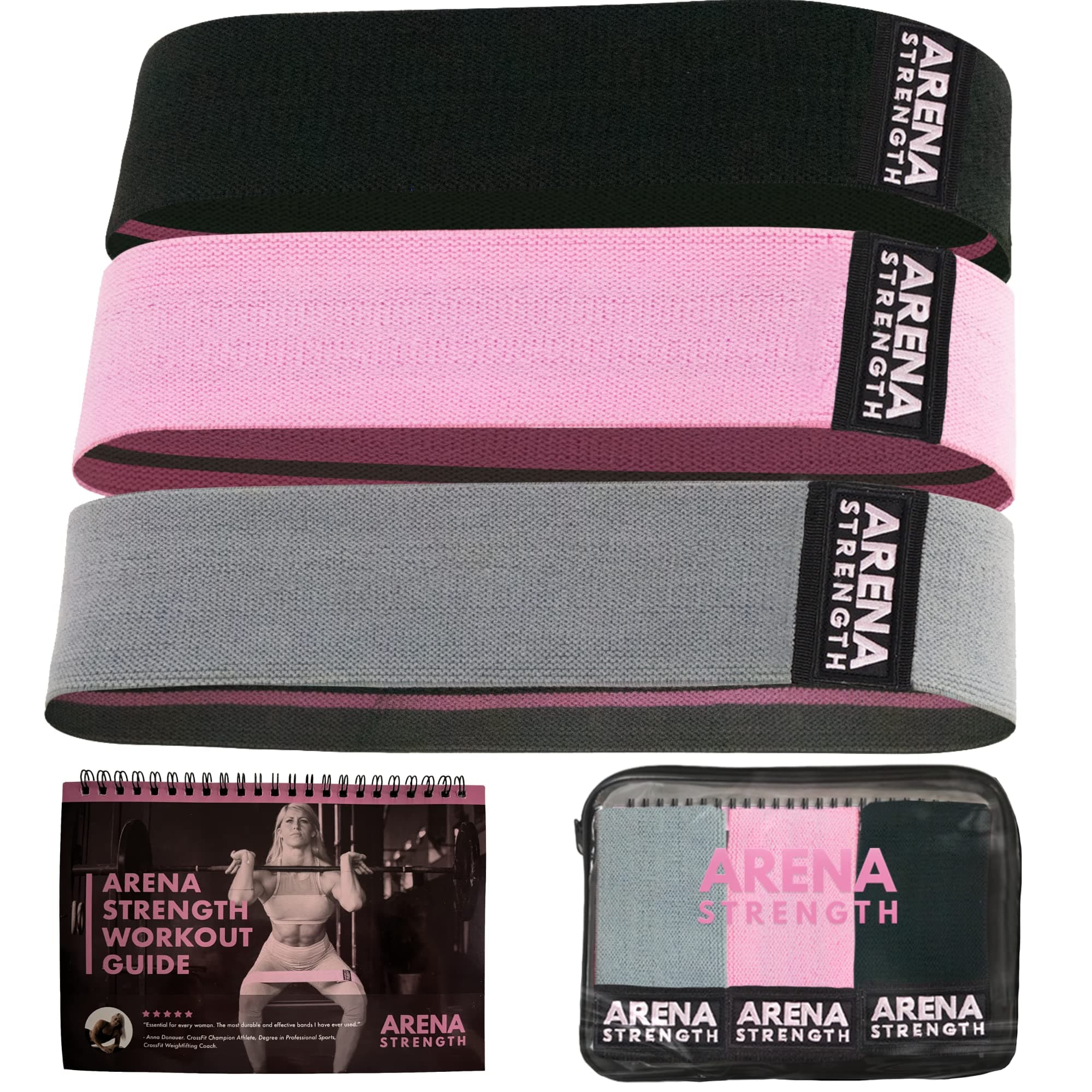 - Arena Strength Fabric Booty Bands - Fabric Exercise Bands for Legs and Butt | Fabric Resistance Bands | Hip Resistance Bands with Workout Guide and Carry Case