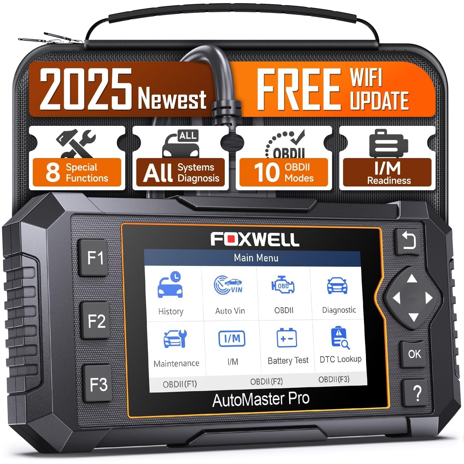 FOXWELL Car Scanner NT624 Elite All-System OBD2 Scanner Diagnostic Tool 8 Reset Code Reader ABS/SAS/TPS/Oil/EPB/BRT Scanner Car Lifetime Update Car Diagnostic Scanner with Battery Test