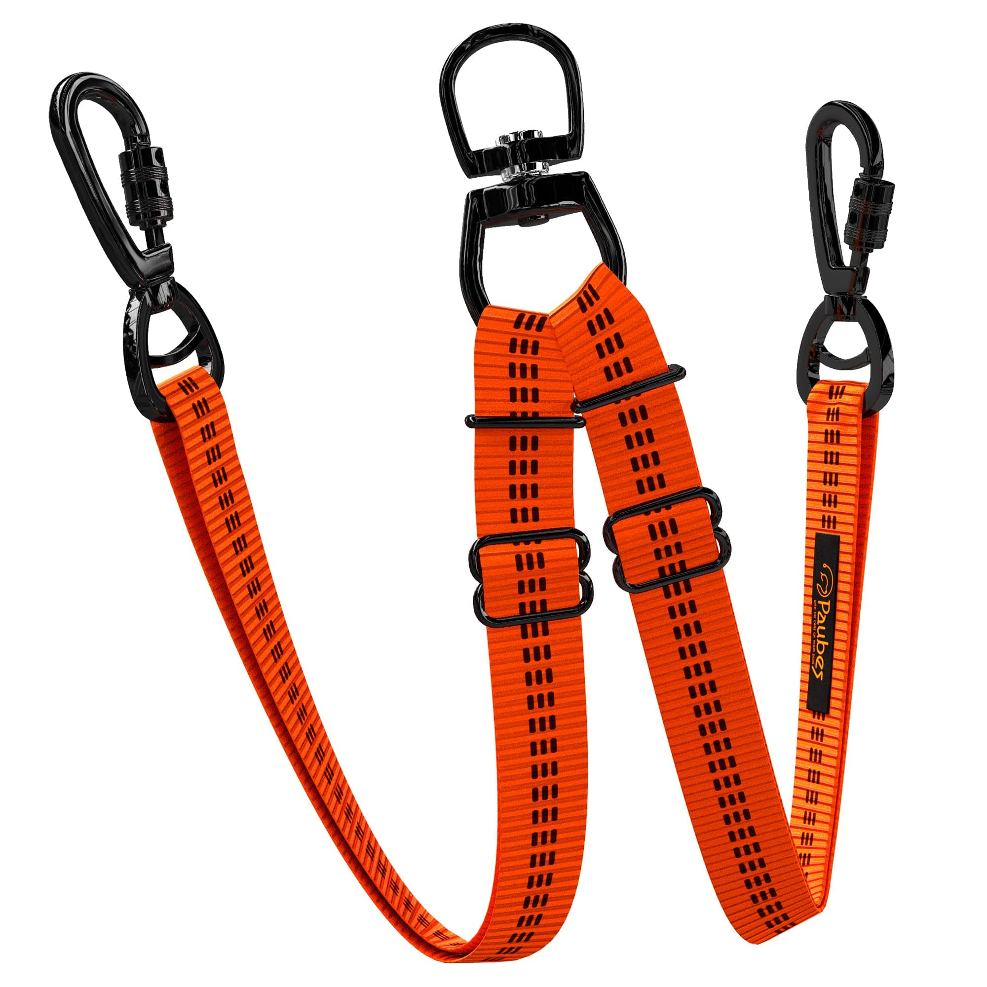 Double Dog Leash – Adjustable Length Long Leash for Dog Training – Dual Reflective Dog Leash with Non-Tangle Design – Heavy Duty Nylon and Metal Buckles – Ideal (Orange, Large)