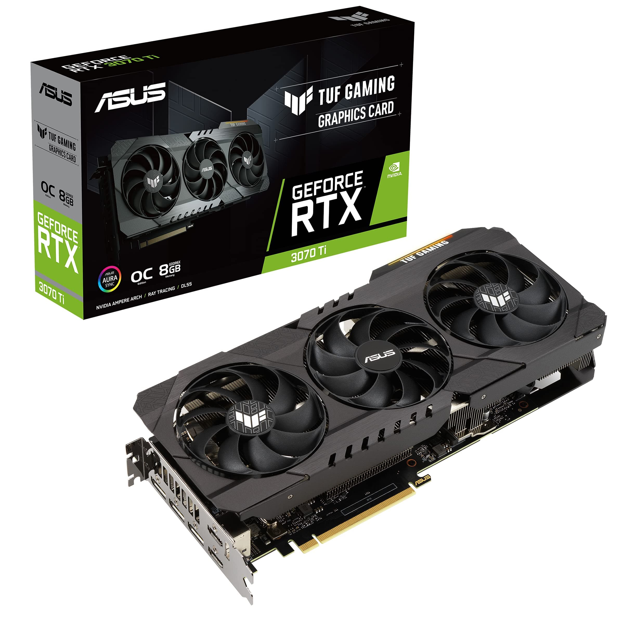 ASUS TUF Gaming NVIDIA GeForce RTX 3070 Ti OC Edition Graphics Card (PCIe 4.0, 8GB GDDR6X, HDMI 2.1, DisplayPort 1.4a, Dual Ball Fan Bearings, Military-Grade Certification, GPU Tweak II) (Renewed)