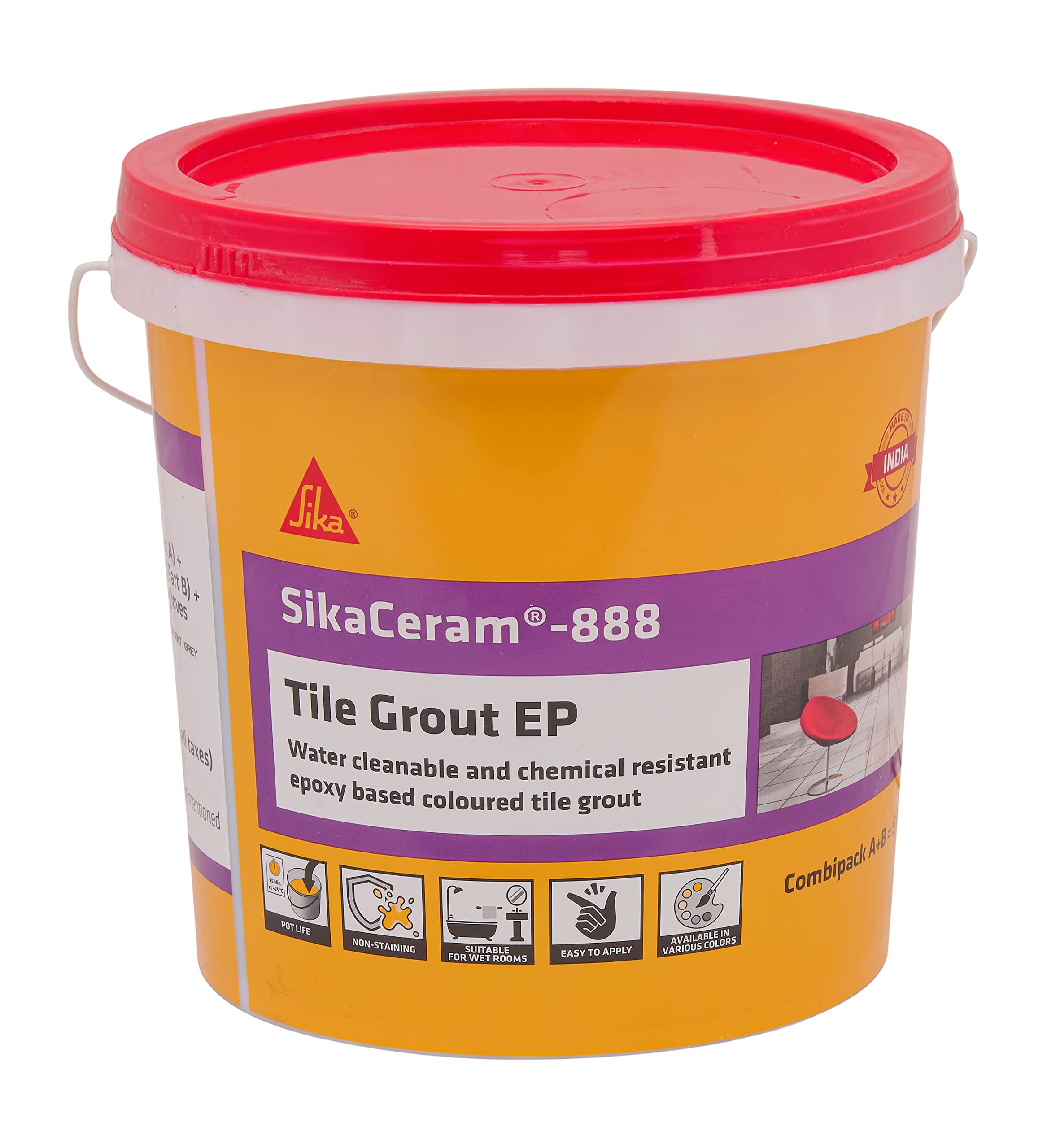 SIKA – Epoxy tile grout – SikaCeram 888 Tile Grout EP – Suitable for wall/floor – Cleans with water – Chemical resistant – Pre-tinted – 5 kg – Chocolate Brown