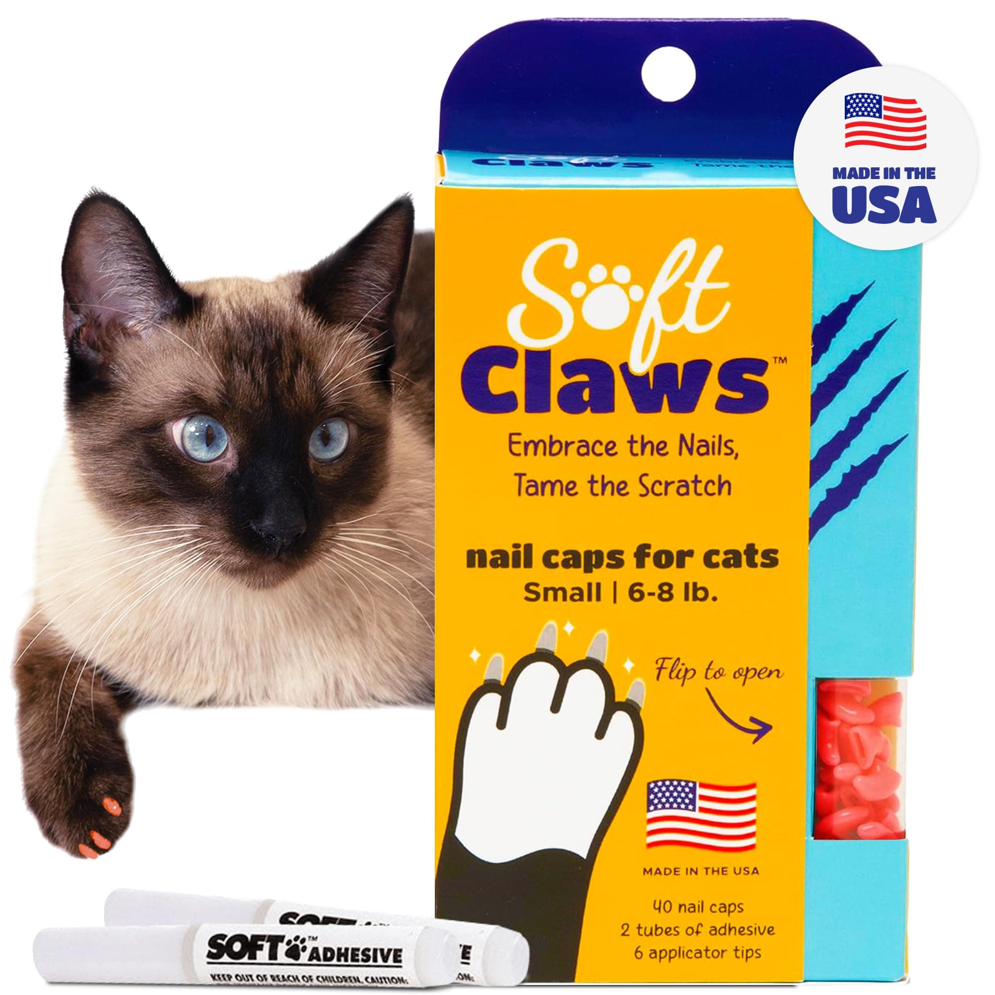 Soft Claws Feline Cat Nail Caps Take-Home Kit, Small, Pink