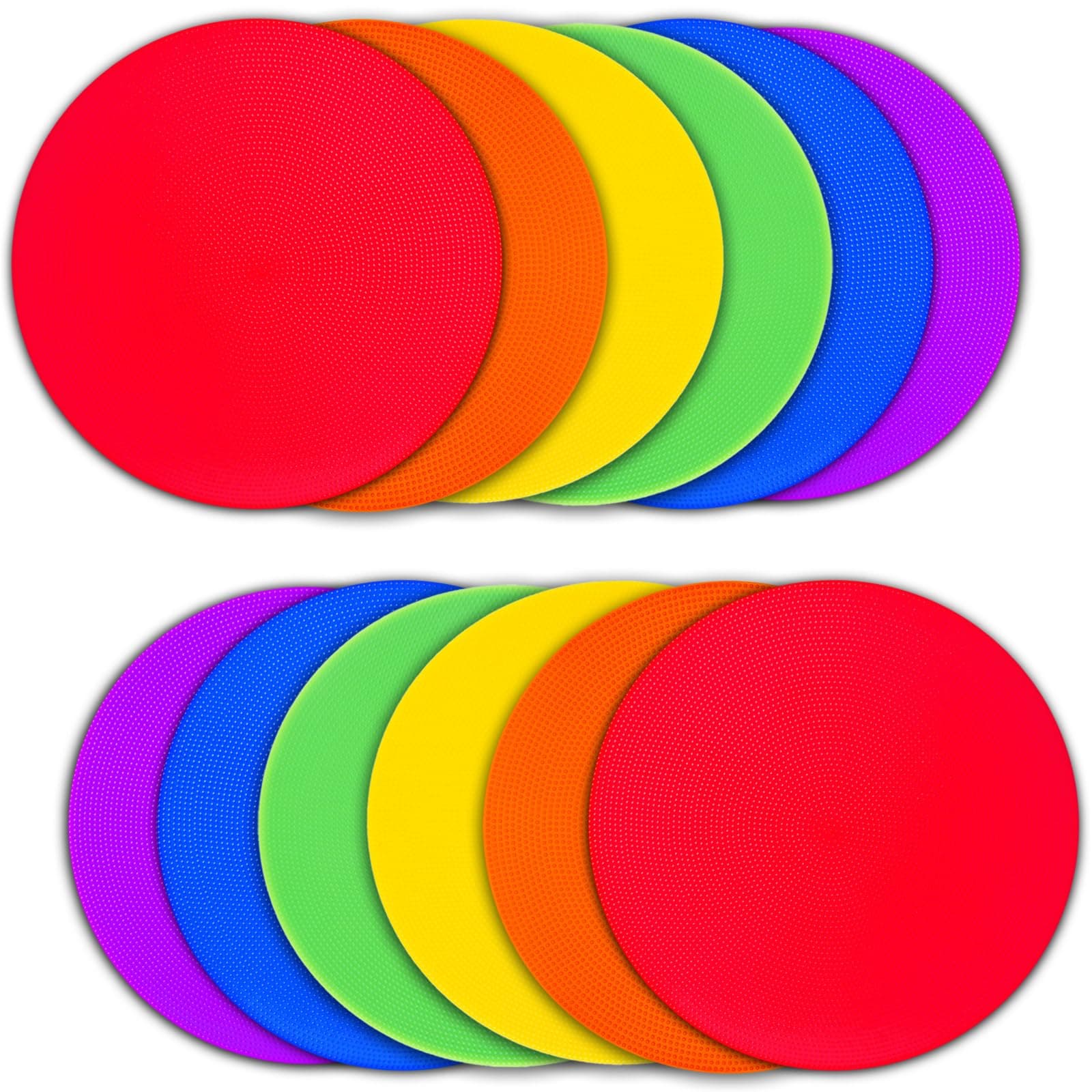 12/24Pcs Poly Spot Markers 9 inch Non-Slip Rubber Agility Training Markers Floor Dots Flat Field Cones for Football Basketball Soccer School Exercise Drills Gym Dance Practice 6 Colors