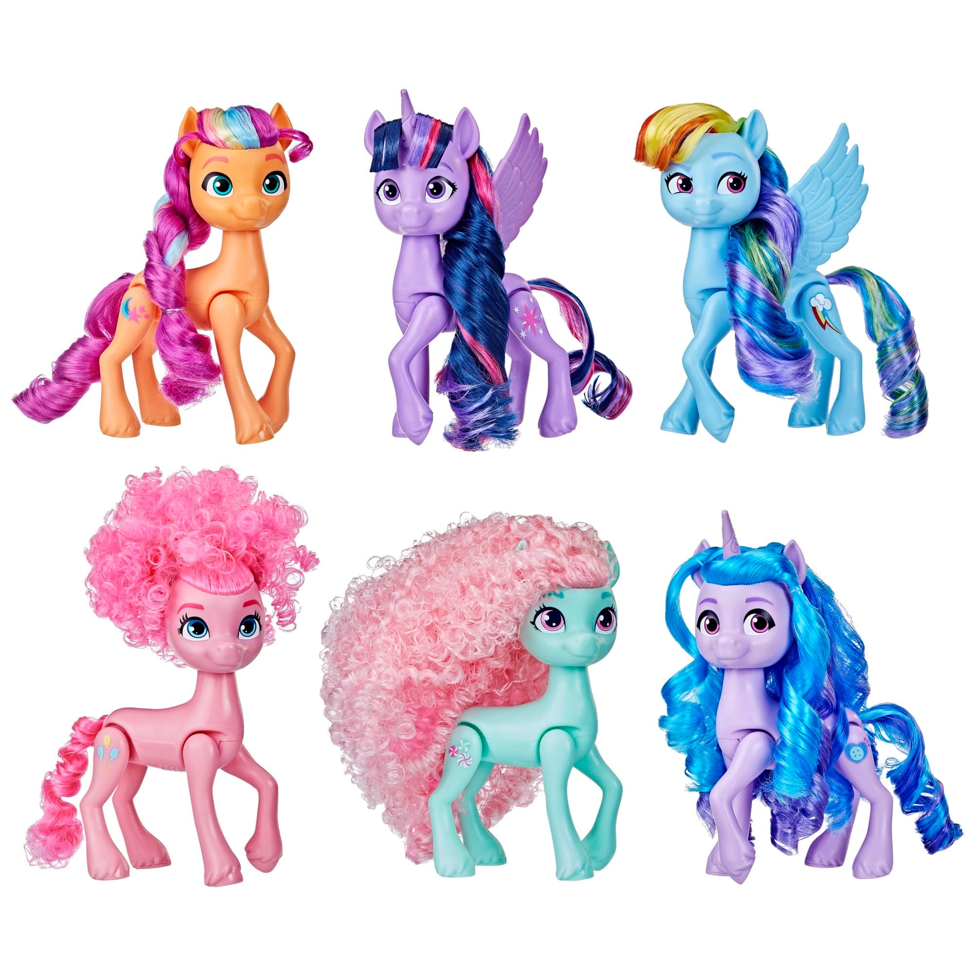 Dolls Pony Generations Rainbow Set with 6 Pony Figures (14 cm), Unicorn Toys for Girls and Boys
