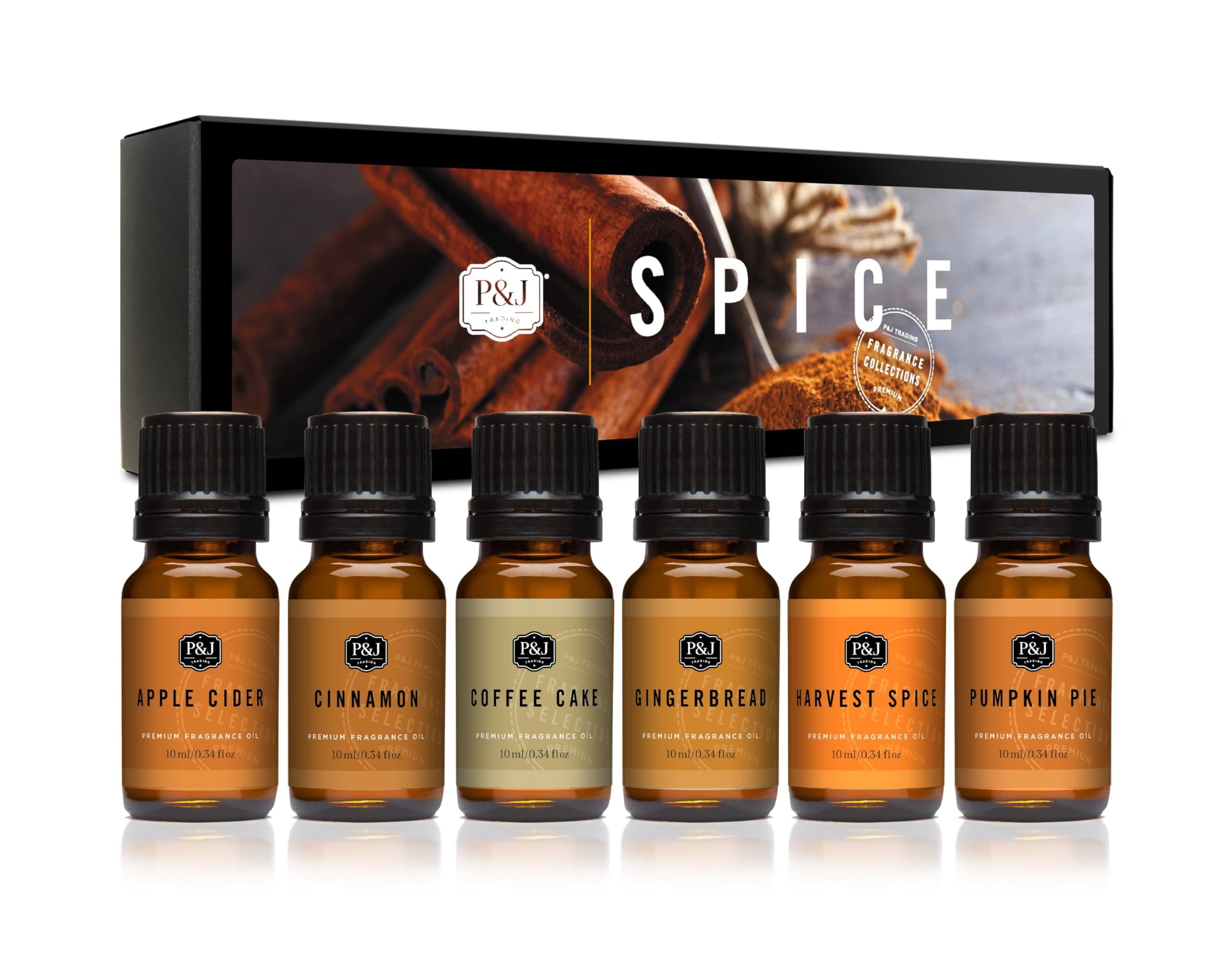 P&J Trading Fragrance Oils for Diffusers for Home Spice Set Fragrance Scents for Candle Making - Soap Making Supplies - Car Diffuser Scents - Essential Home Gift Set - Apple Cider, Cinnamon & More