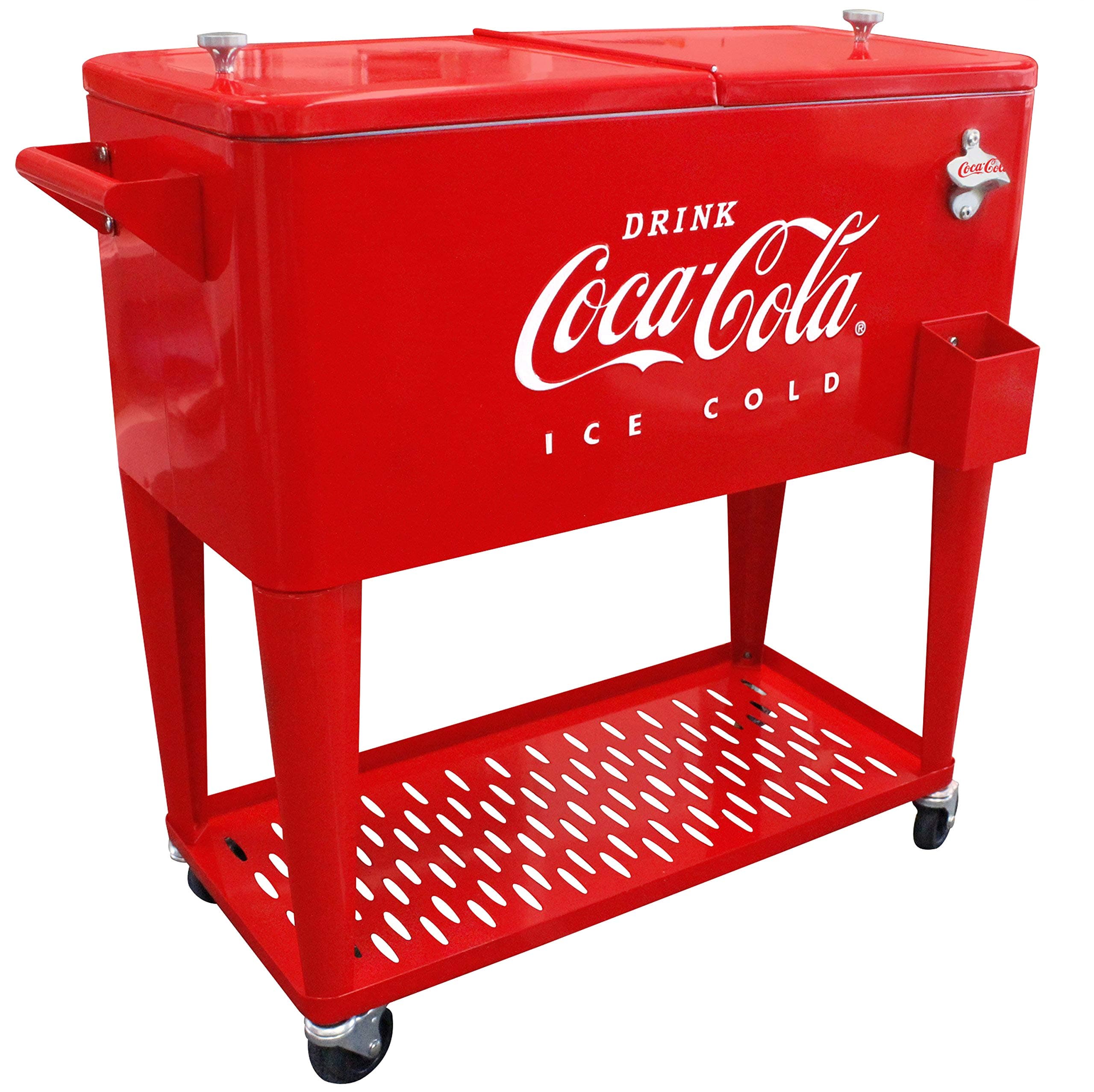 Leigh Country CP 98126 80 Quart Coca-Cola Cooler with Grid Tray Red