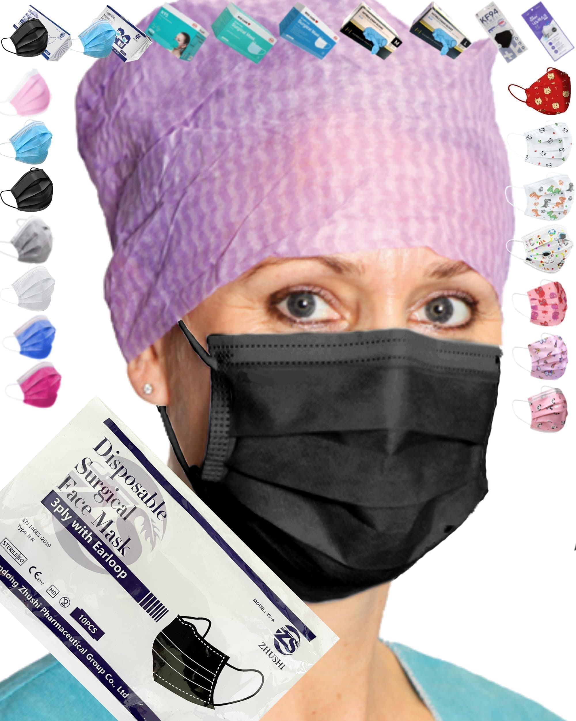 40 Pcs Disposable_Face_Masks with Elastic Earloop 3-ply Face Mouth Hygiene Protection Pads with Box, High Filtration and Ventilation Security (Black)