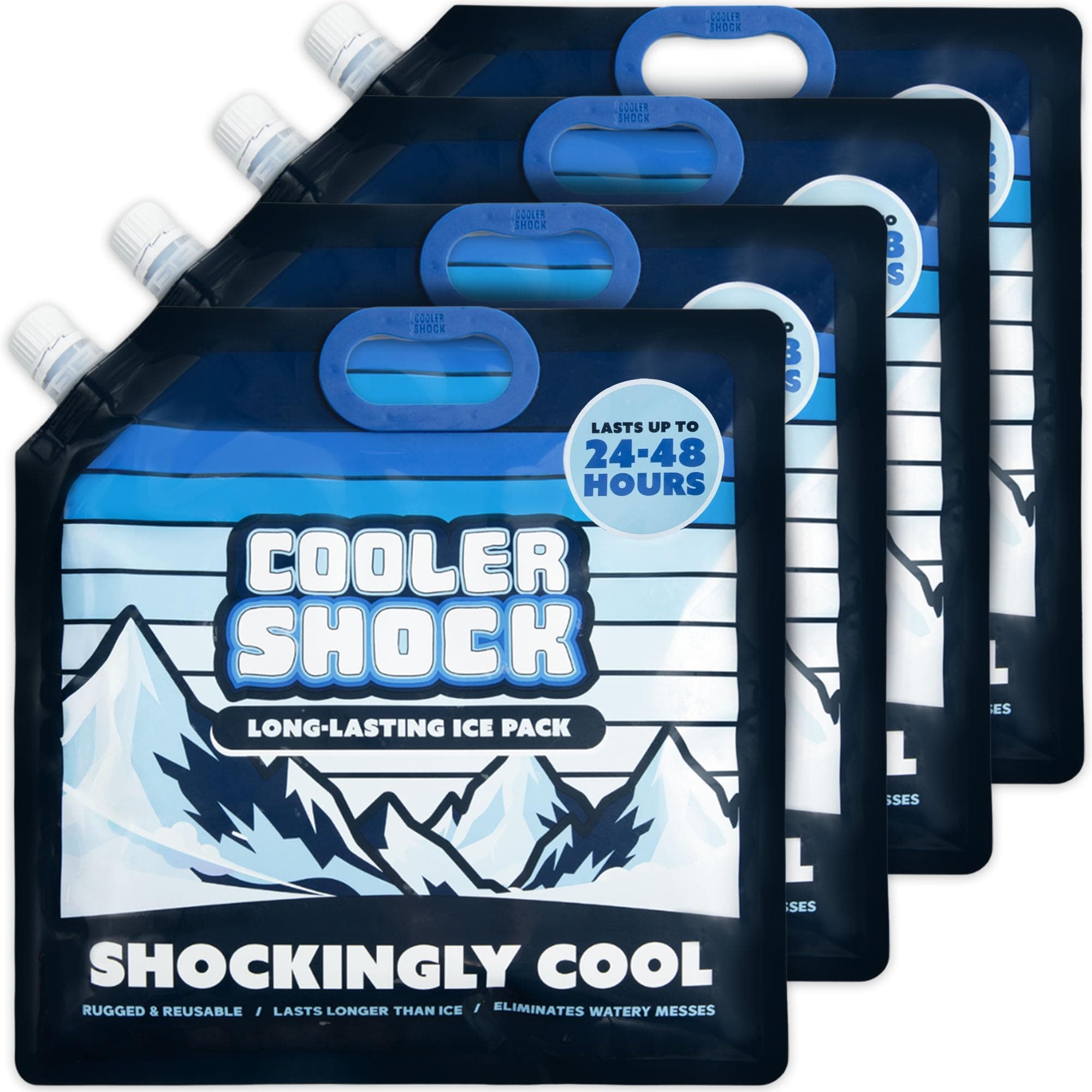 Cooler Shock Reusable Ice Packs for Cooler - Long Lasting Cold Freezer Packs for Coolers and Lunch Boxes - Cooler Ice Packs for Camping Gear, Fishing, Road Trips, Beach Must Haves