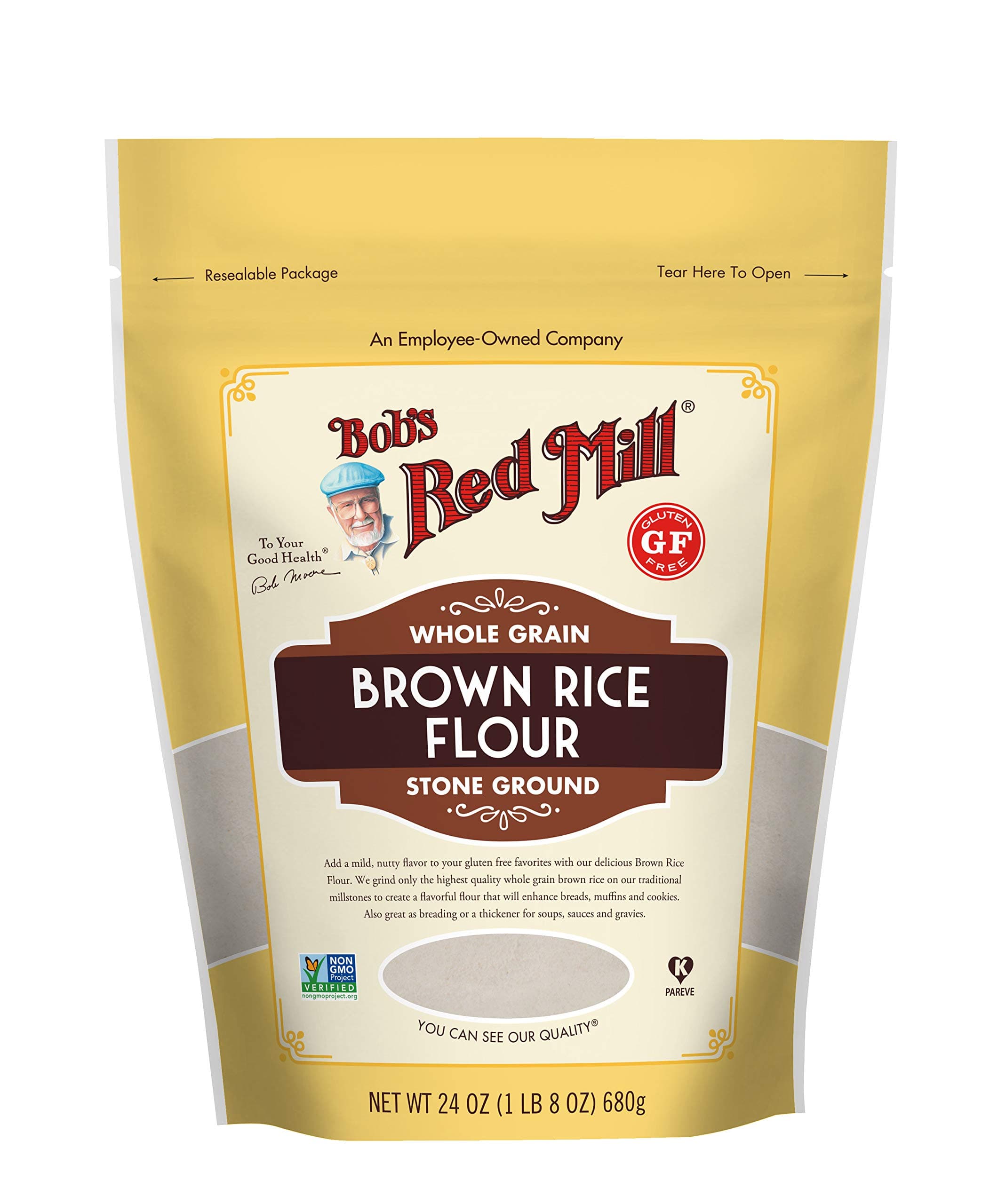 Brown Rice Flour, Whole Grain, 24 oz (680 g)