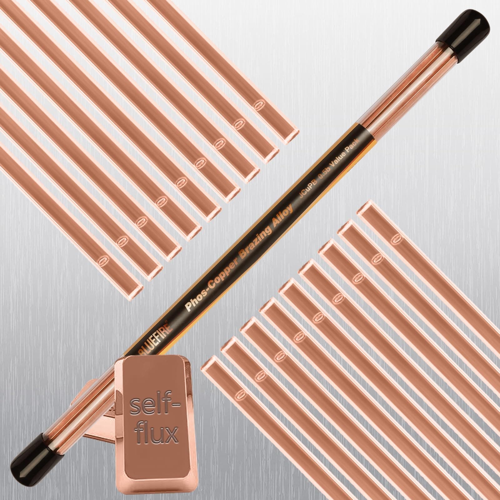 21 Sticks JCuPB 1/2 lb Self Fluxing Phosphor Copper Brazing Alloy Welding Rods No Need for Flux 0.050" x 1/8" x 14" Industry BCuP-2 Professional Grade Propane Gas Soldering Torch Supply