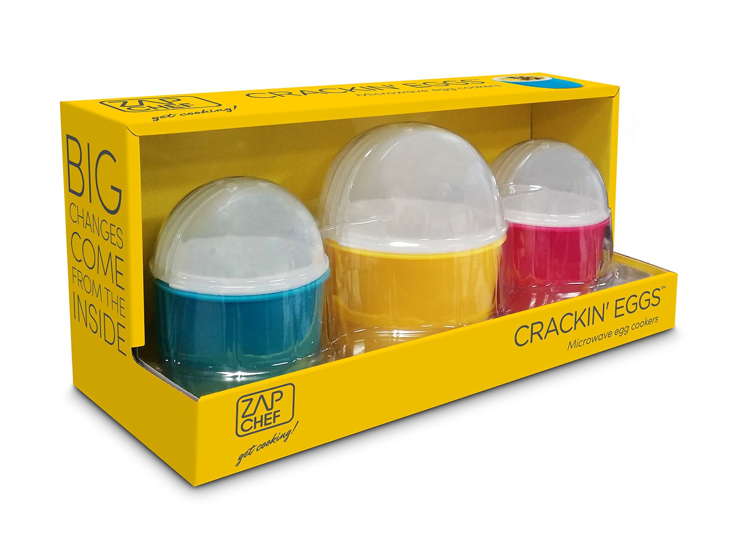 Zap Chef Crackin Eggs Microwavable Egg Cookers - Multicoloured, 1 Large and 2 Small