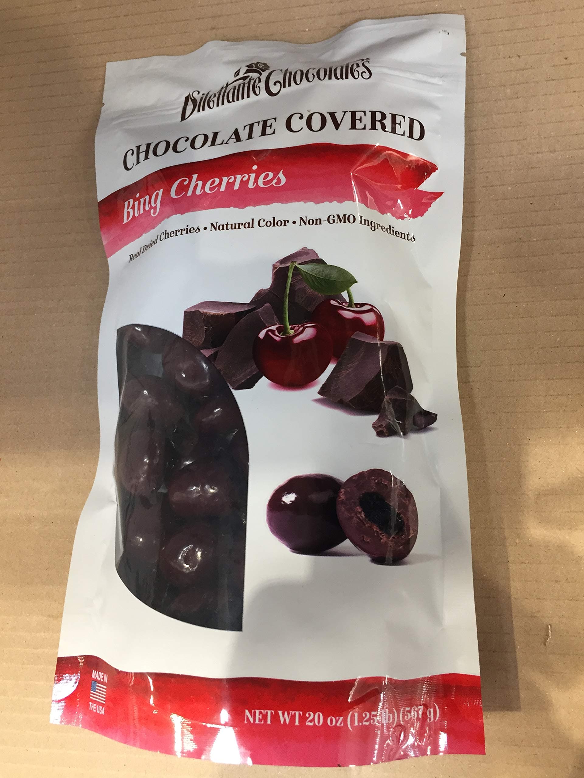 Chocolate Covered Bing Cherries | 20-Ounce Pouch | Made with All-Natural Ingredients | All-Natural Dried Bing Cherries | Perfect Size to Share | By Dilettante Chocolates