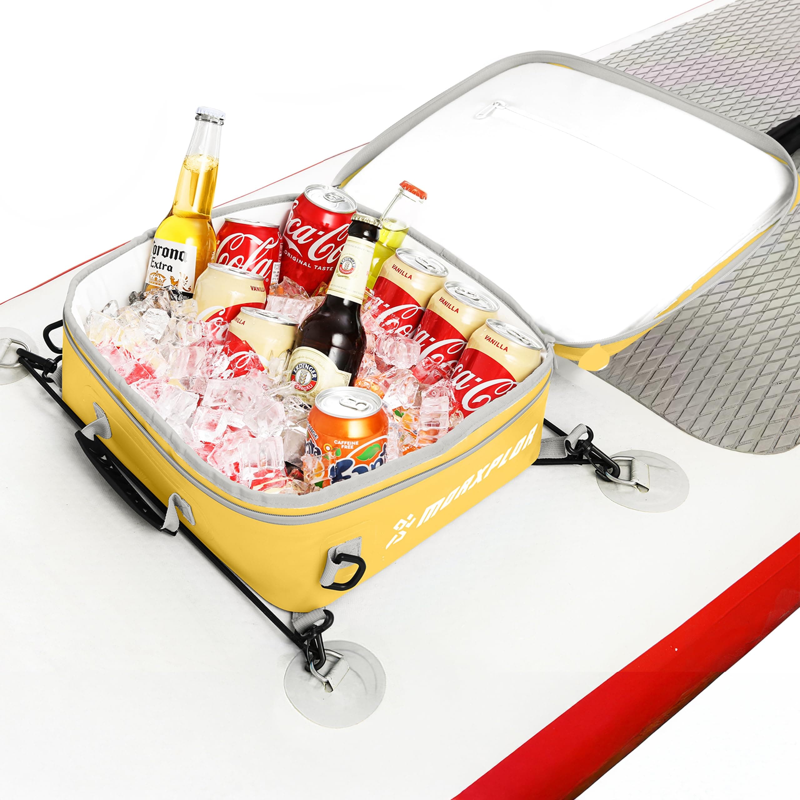 Waterproof PVC Paddleboard Cooler Deck Bag - 12 Can Soft Insulated Cooler for Paddleboarding, Camping, Kayaking