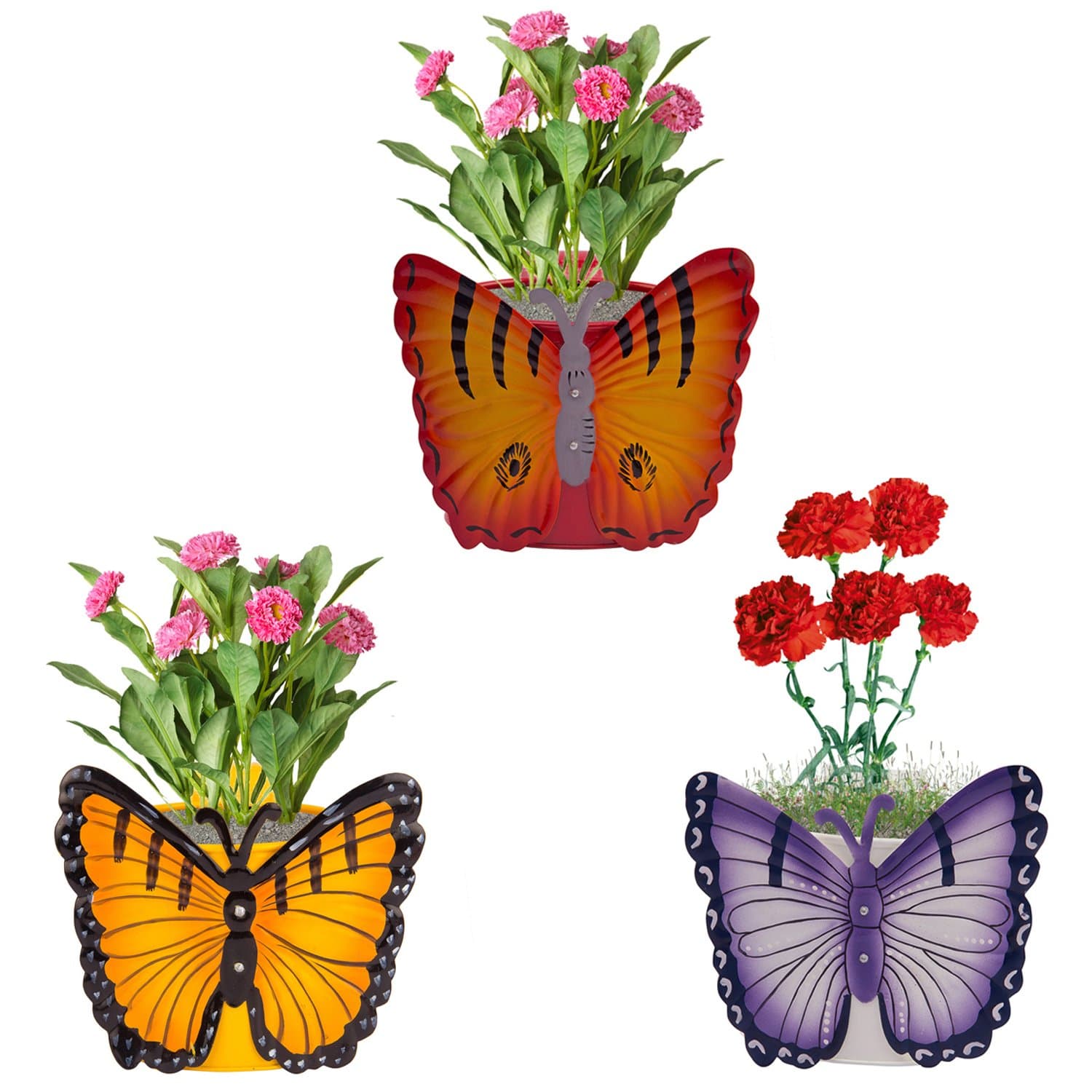 Nuha Metal Planter Pot, Multicolour, Height 12 cm , Width 14 Cm, 3 Pieces