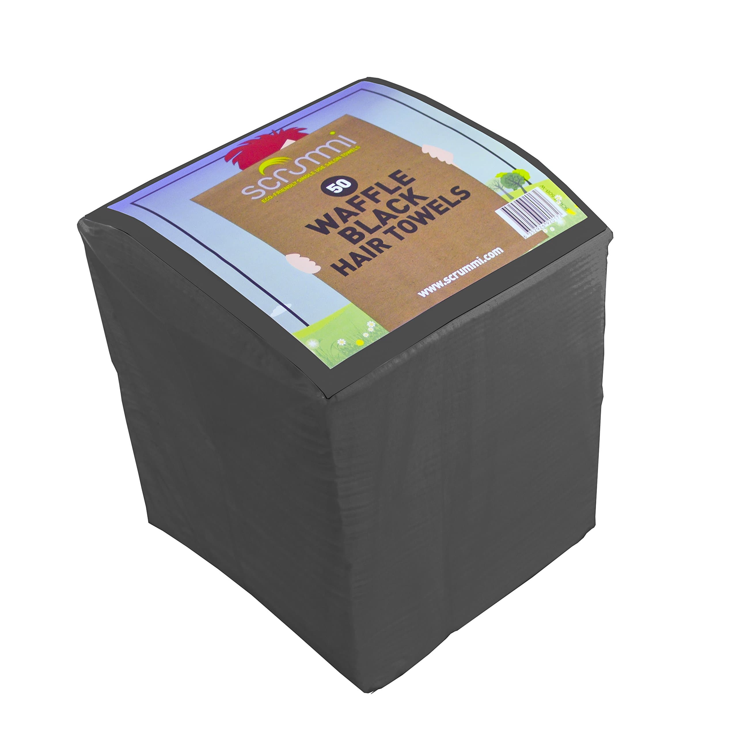 Scrummi® Salon Towel | High Absorbent Single Use | Disposable Soft Waffle Textured | Sustainable Biodegradable Eco friendly | Black Pack of 50