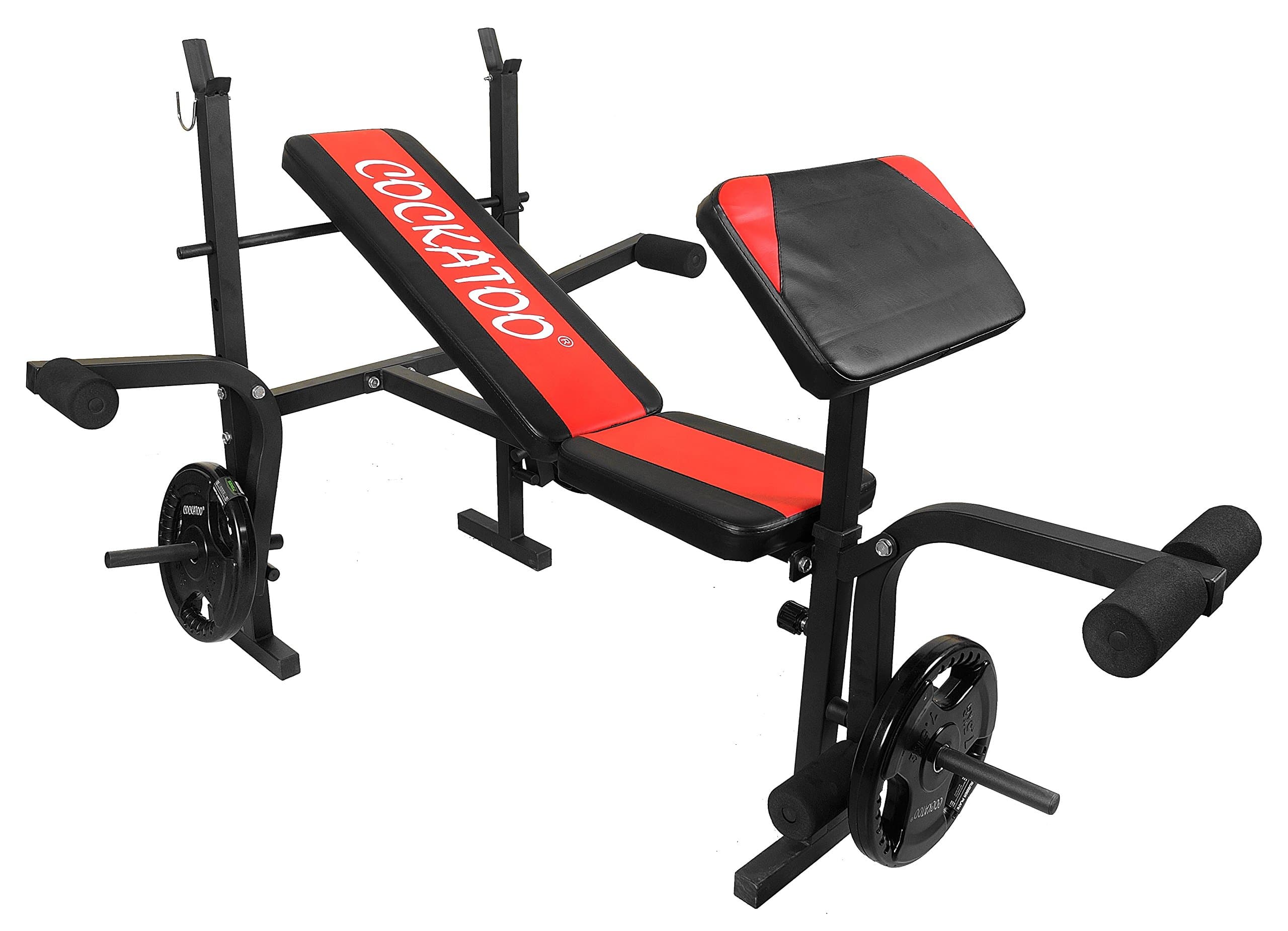 Cockatoo Decline Olympic and Regular Weight Bench with Preacher Curl, Leg Developer and Crunch Handle, Multi-Exercise Bench (Multicolour)
