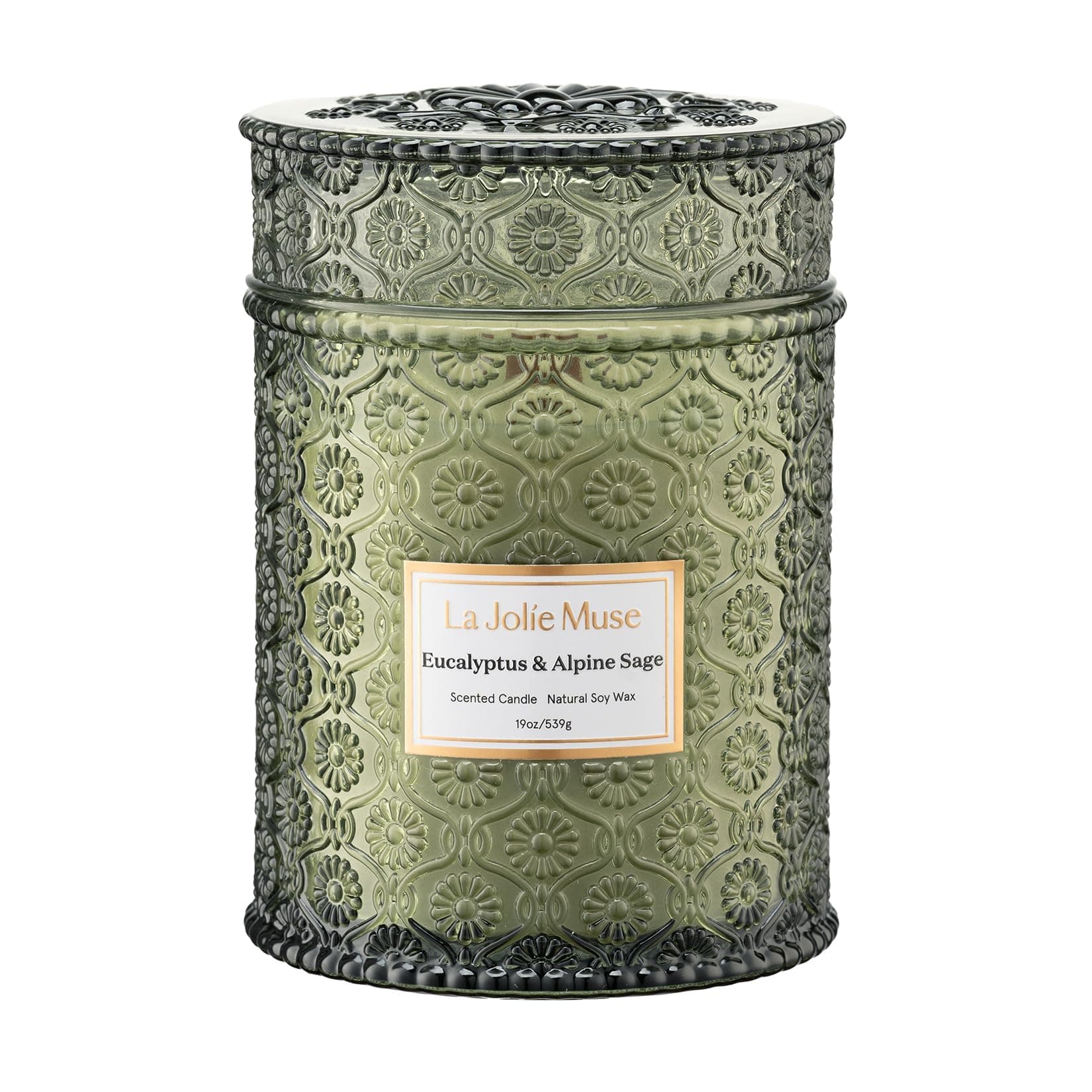 Eucalyptus & Alpine Sage | Eucalyptus, Lavender & Sage Candle for Home Cleansing | 19 oz Wooden Wick | Natural Soy Wax | 90 Hours Burn | Candle for Relaxation