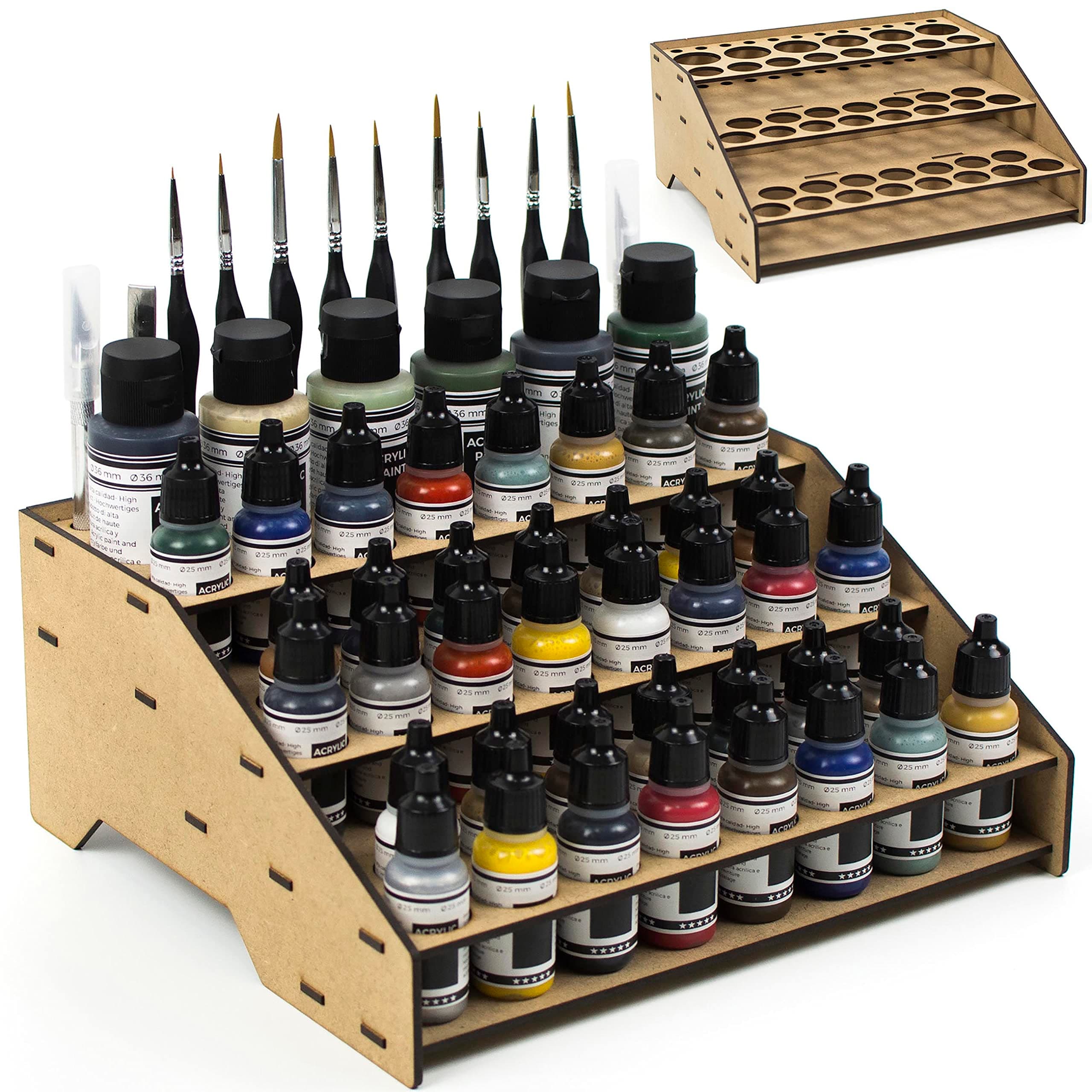 Paint rack organizer stand for modeling and miniatures. Vallejo paint rack kit Vallejo Army paint holder brushes miniatures modeling models (Rack A)