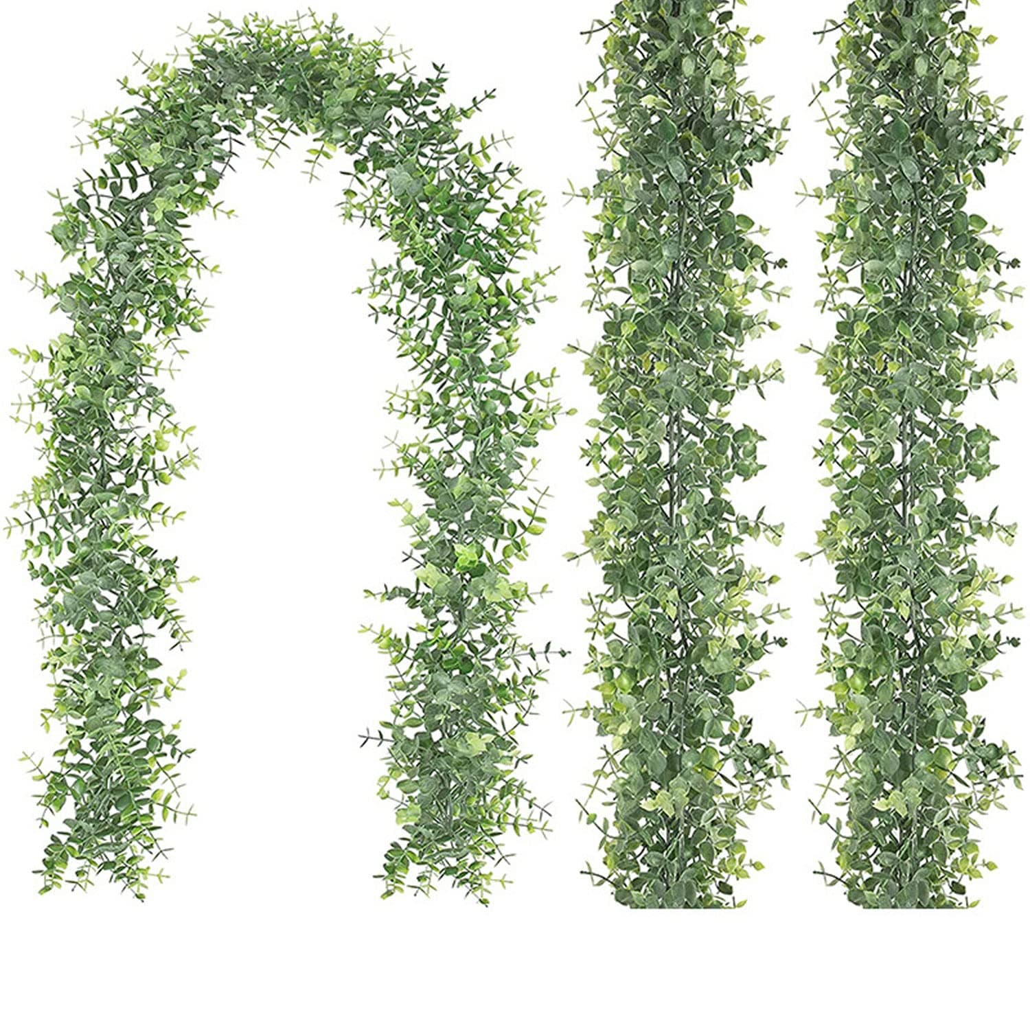 3 Pack Faux Eucalyptus Garland 6Ft/Pack Artificial Eucalyptus Vines Greenery Garland Vines UV Protected Indoor Outdoor for Wedding Table Runner Doorways Indoor Outdoor Decoration