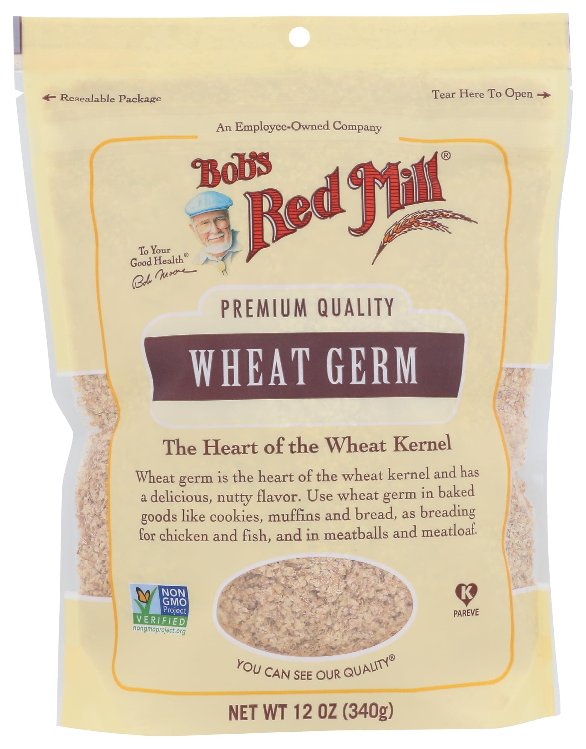 Bob's Red Mill Wheat Germ, 12oz (Pack of 1) - Non GMO, Vegan, Kosher