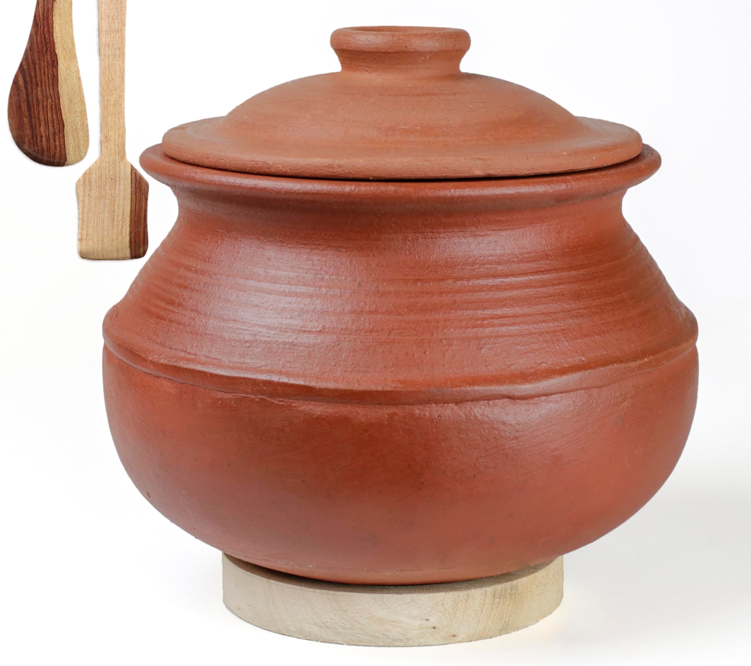Clay Rice Handi/Earthen/Mud/Mitti Pot with Lid for Cooking and serving 1 Liter