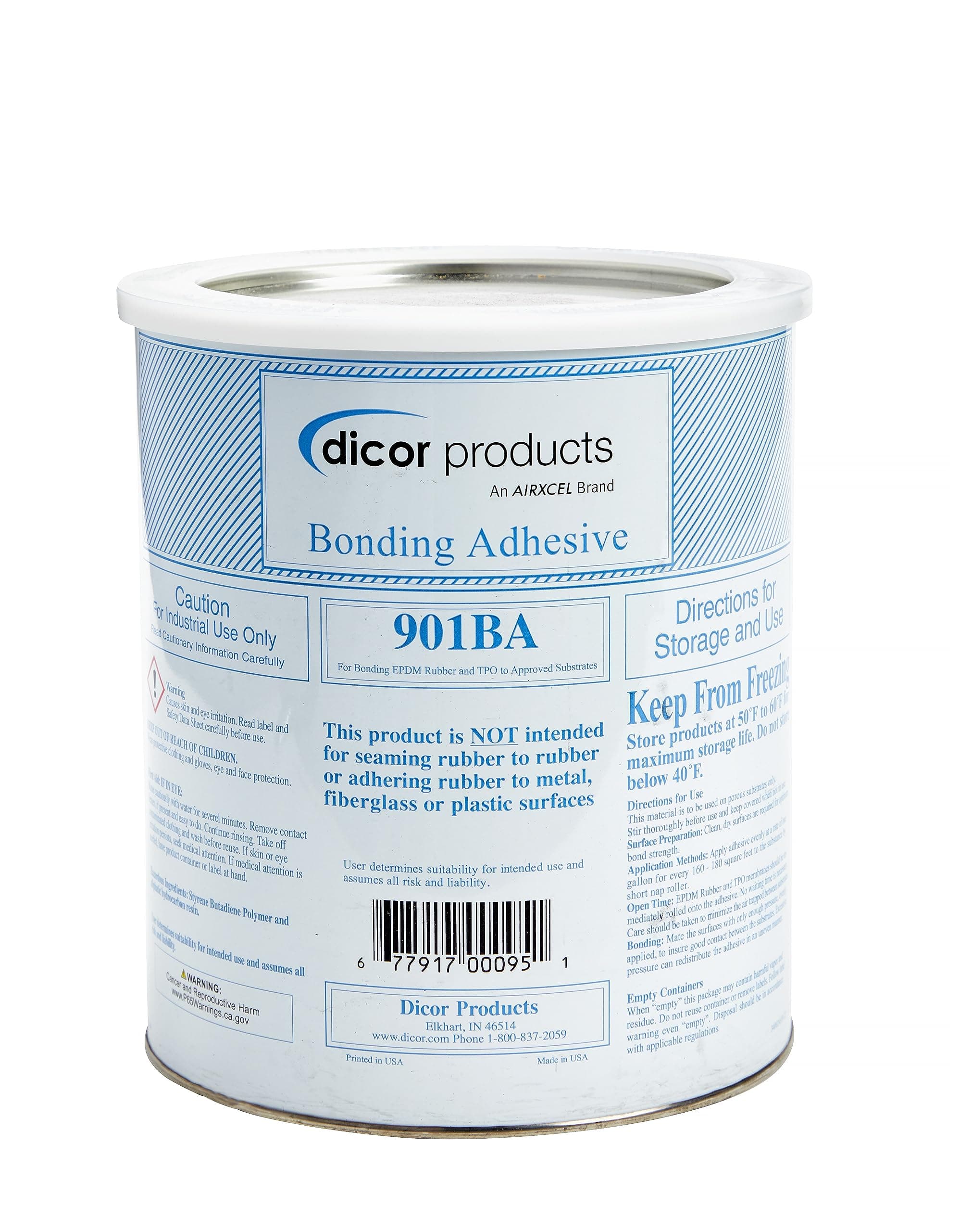 Dicor 901BA-1 Water-Based RV Roof System Bonding Adhesive - EPDM and TPO Compatible, 1 Gallon
