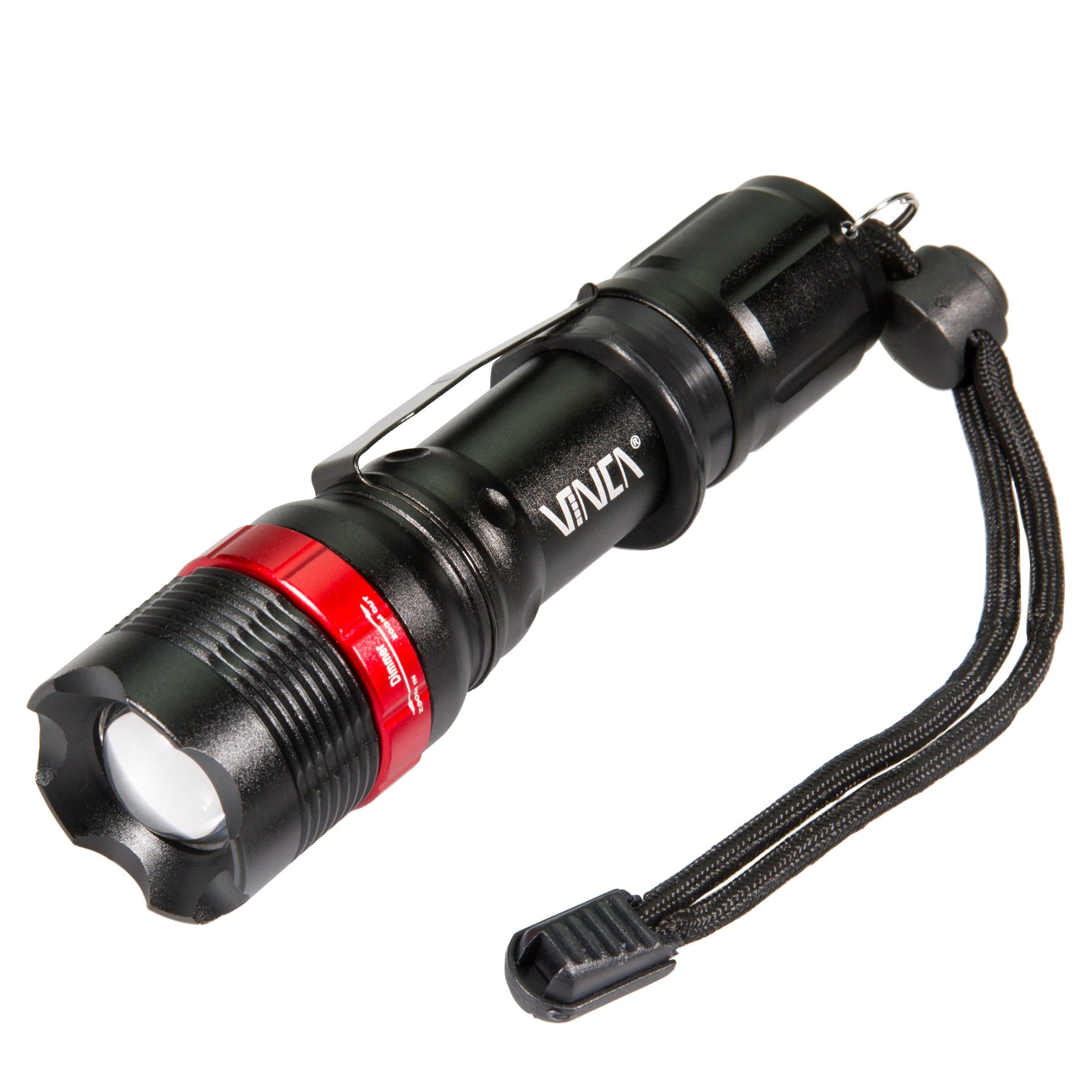 VINCA FLHA-300 Handheld LED Flashlight 300 Lumen 5 Light Mode Water Resistant Zoomable18650 Battery/AAA Battery Powered (Not Included)