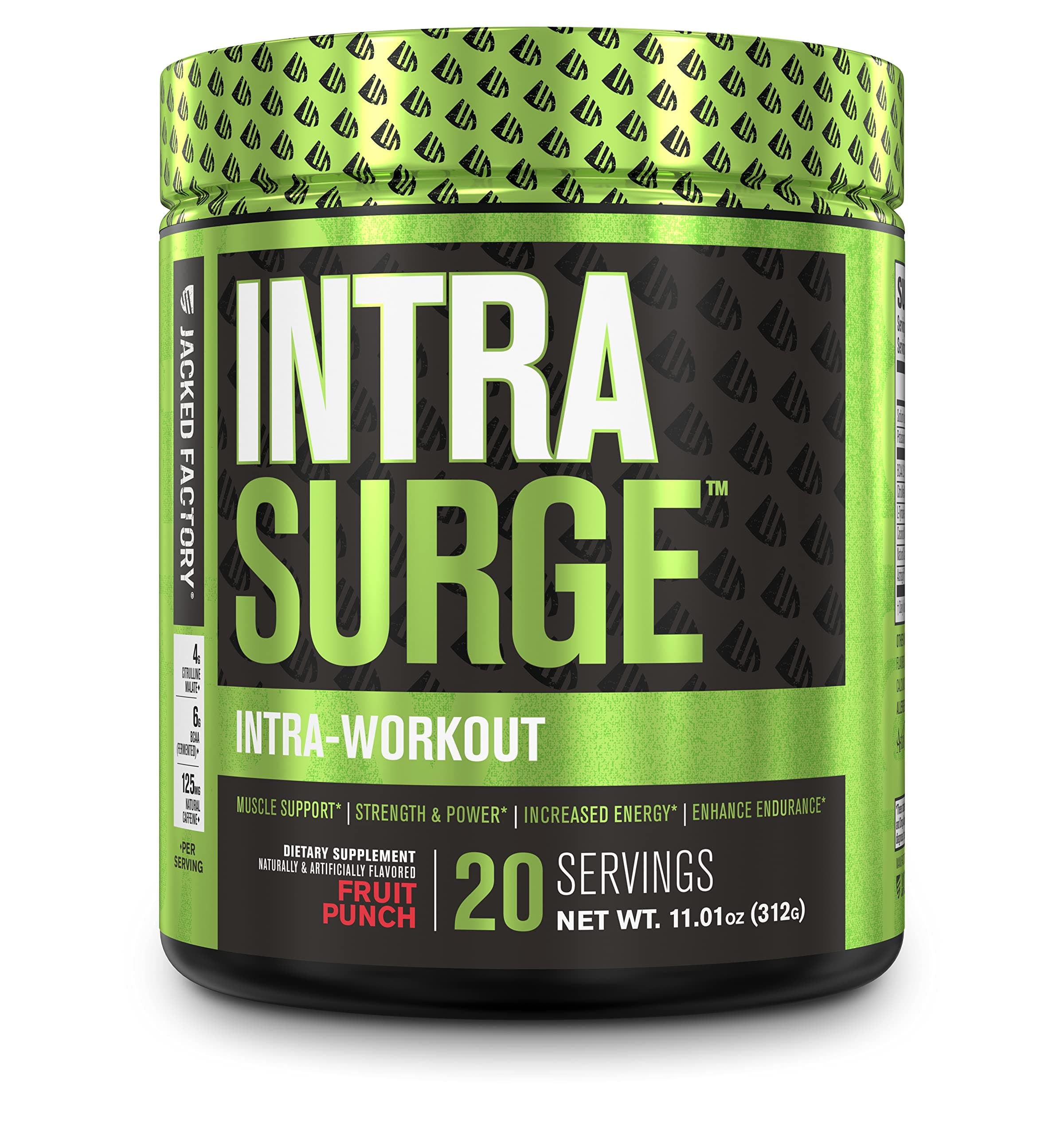 (Fruit Punch) - INTRASURGE Intra Workout Energy BCAA Powder - Fermented BCAA Amino Acids, Natural Caffeine, L-Citrulline, and More for Muscle Building, Strength, Pumps, Endurance, Recovery - Fruit ...