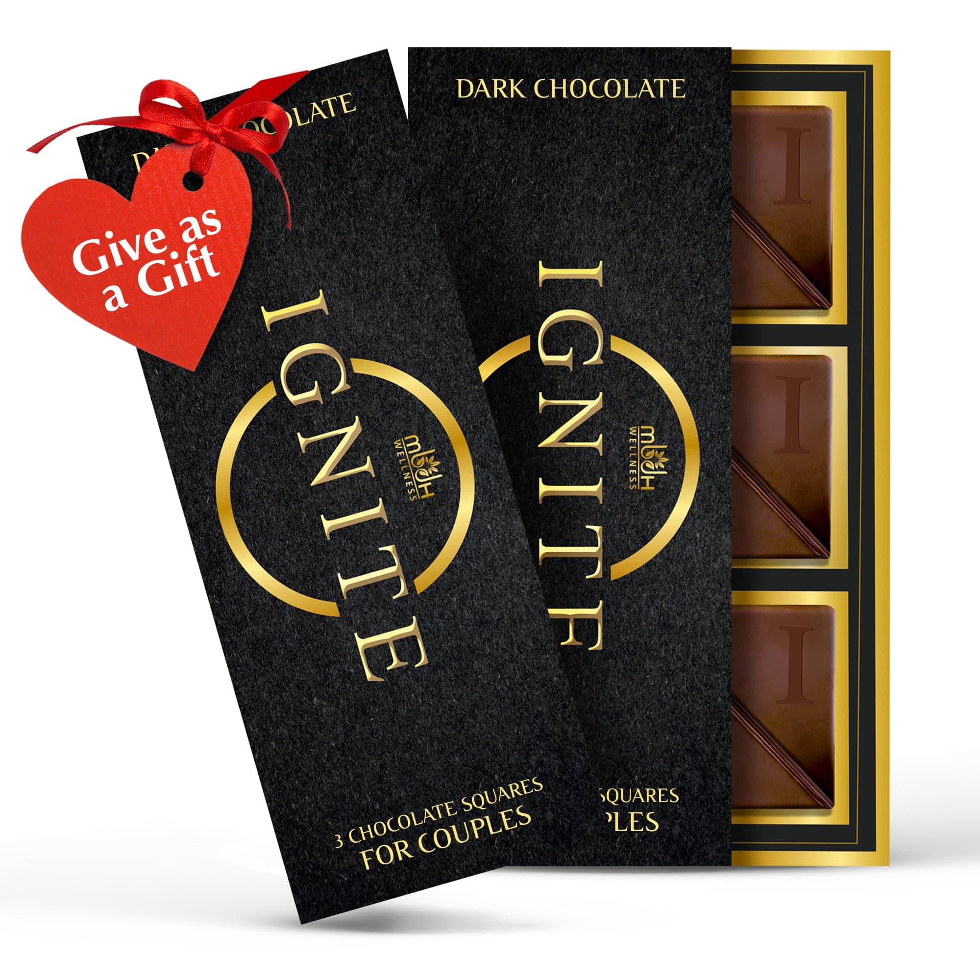 MBDH Wellness Ignite Chocolate Bars(2 Box) Luxurious Dark Chocolate For Uplifting Mood & Vitality Ideal For Men & Women,Vegetarian And Gluten-Free Delight,250 Grams