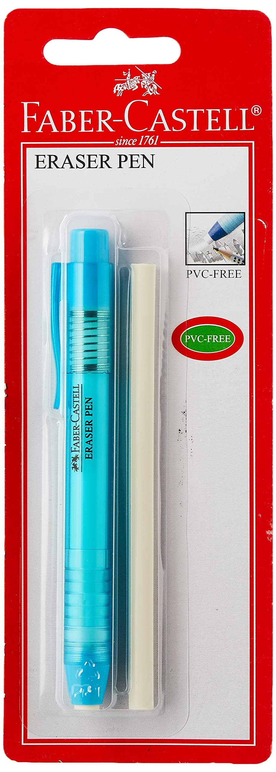 Faber-Castellpvc Free Eraser Pen +1Refill, Assorted