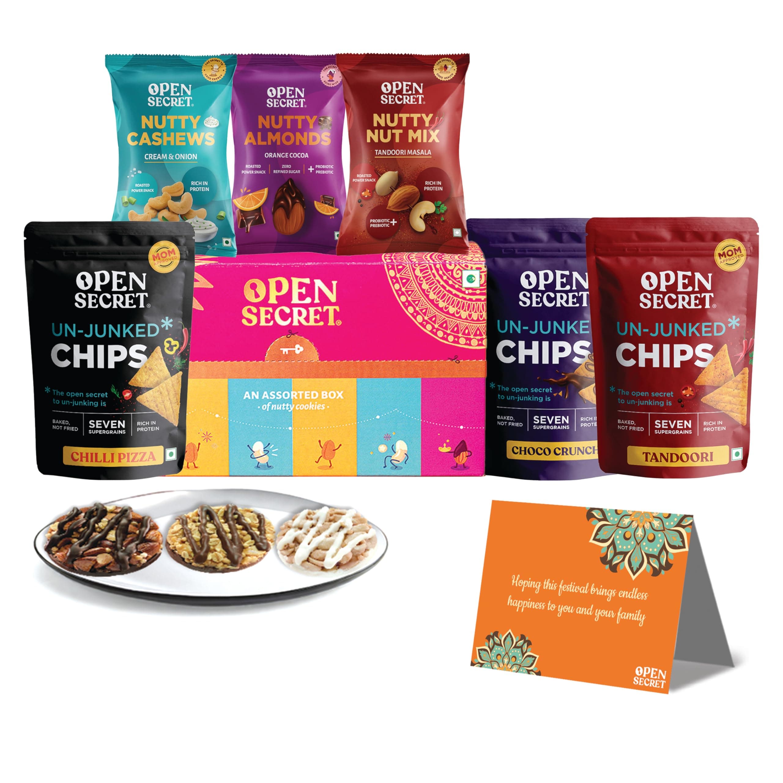 Open Secret Premium Gift Hamper | Combo of 11 | Ideal Gifting for Christmas, Secret Santa & New Year Season | Dry Fruit Gift Box, Chocolate Gifts, Dry Fruits, Healthy Premium Hamper, Gifts for colleagues, Employee Gifting