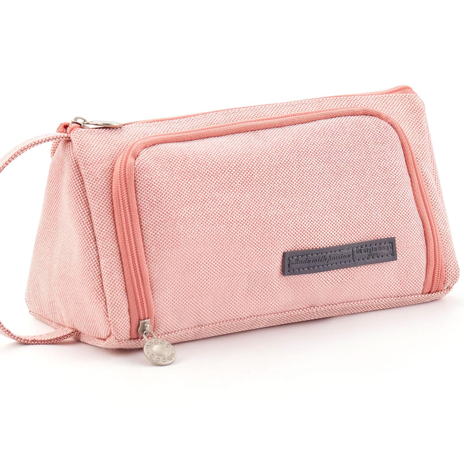 EASTHILL Medium Capacity Pencil Case Multi-Slot Pen Bag Pouch Holder for Middle High School Office College Girl Adult Simple Storage Case Pink