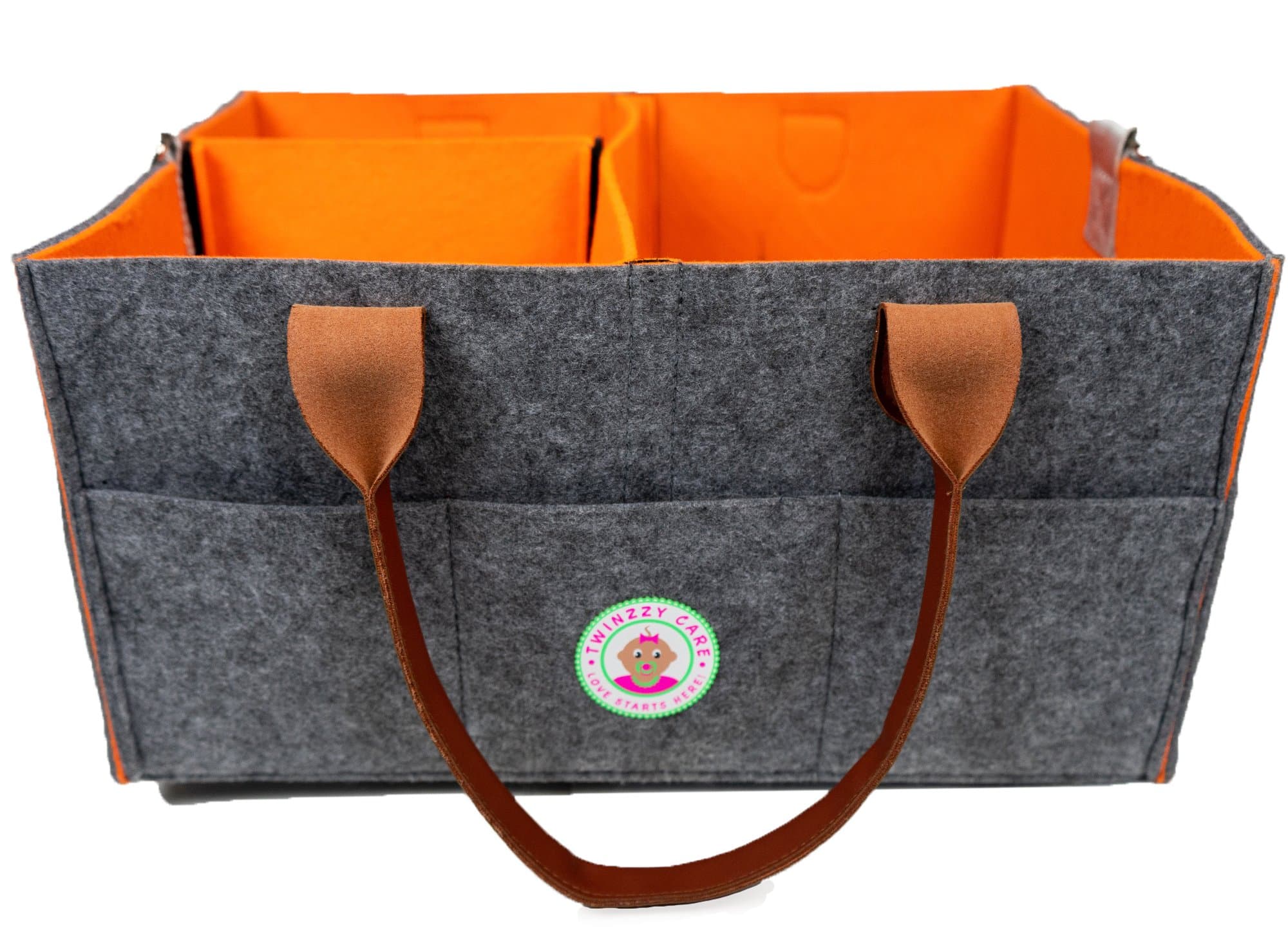 Baby Diaper Caddy Organizer with Gift Box | Large 15 x 11 x 7 Grey Nursery Organizer for Diapers, Wipes, and Toys | Bonus Changing Pad & Stroller Attachment | Baby Shower Gift Basket