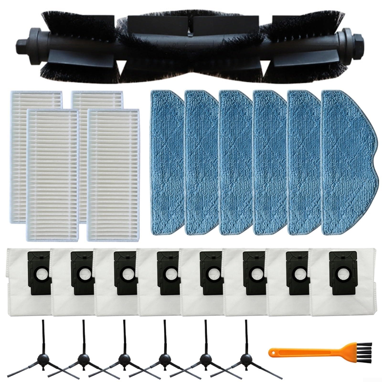 Replacement Parts for EZVIZ RE4 Plus, RE5 Plus Robot Vacuum Cleaner, Accessories Main Brush, Side Brush, Filter, Mop Cloth, Dust Bags, Cleaning Brushes(B)