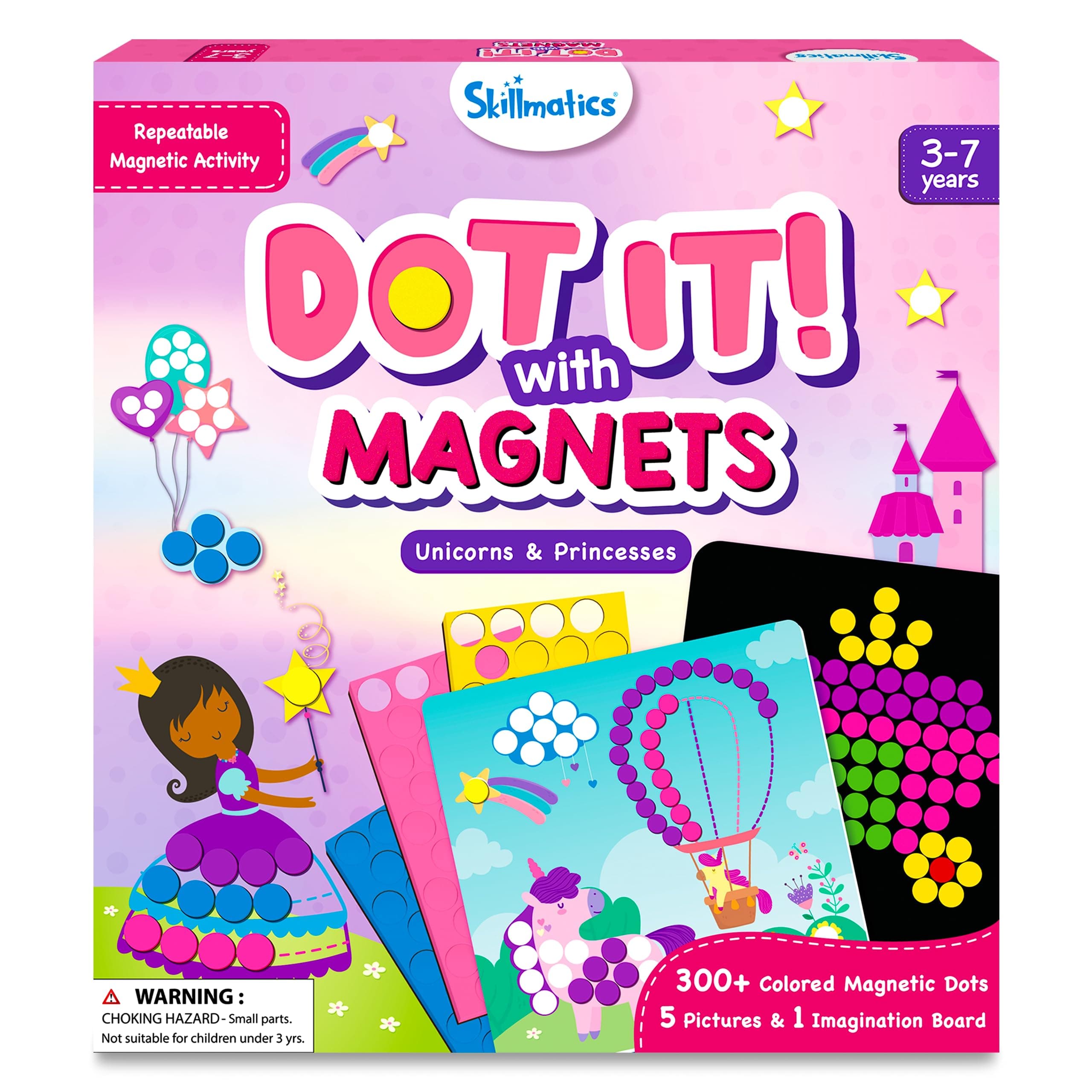 Art Activity - Dot It With Magnets Unicorns & Princesses, No Mess Repeatable Art For Kids, DIY Craft Kits, Gifts For Ages 4, 5, 6, 7, Multicolor