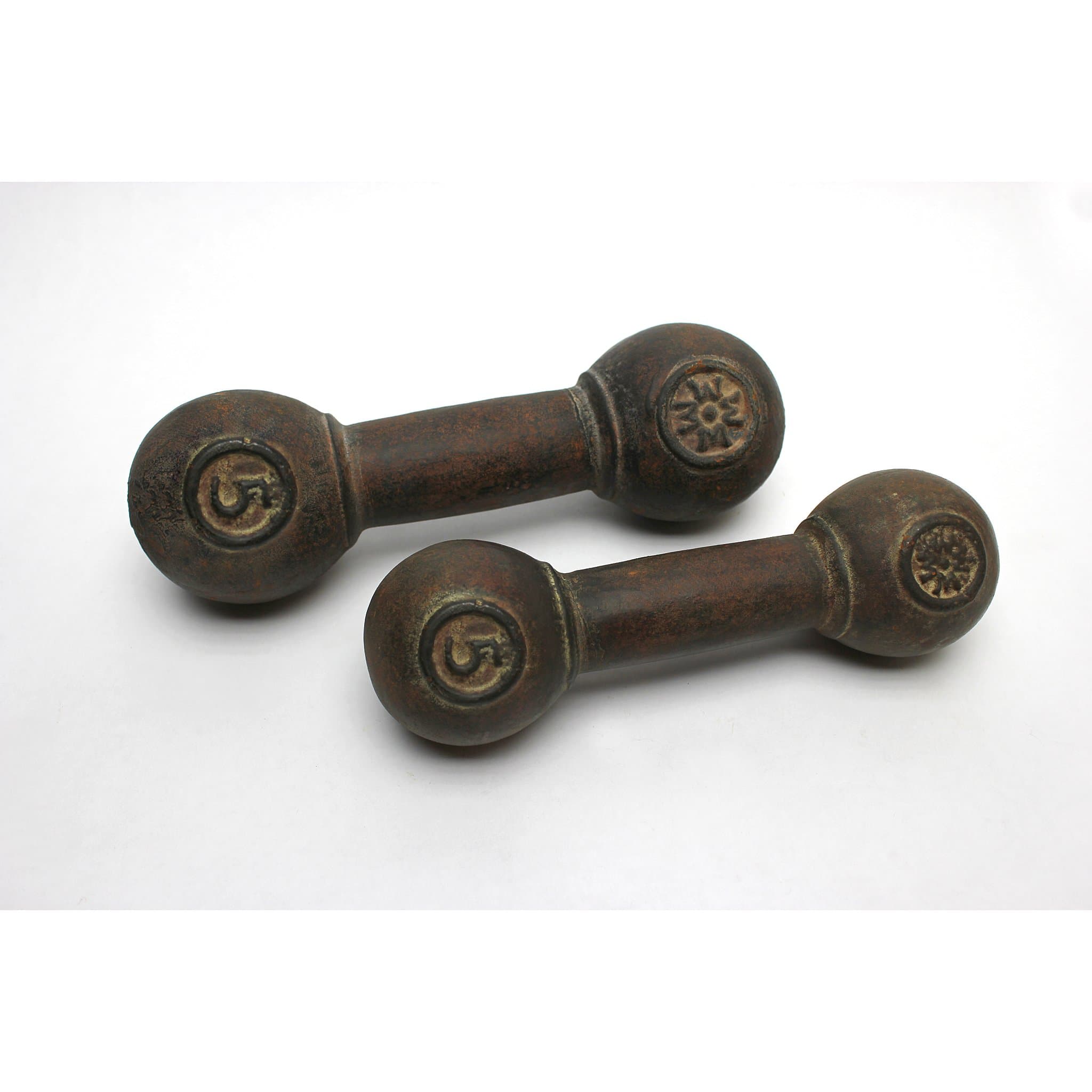 Design Toscano Strongmen Cast Iron Dumbbells, Rust, Set of 2