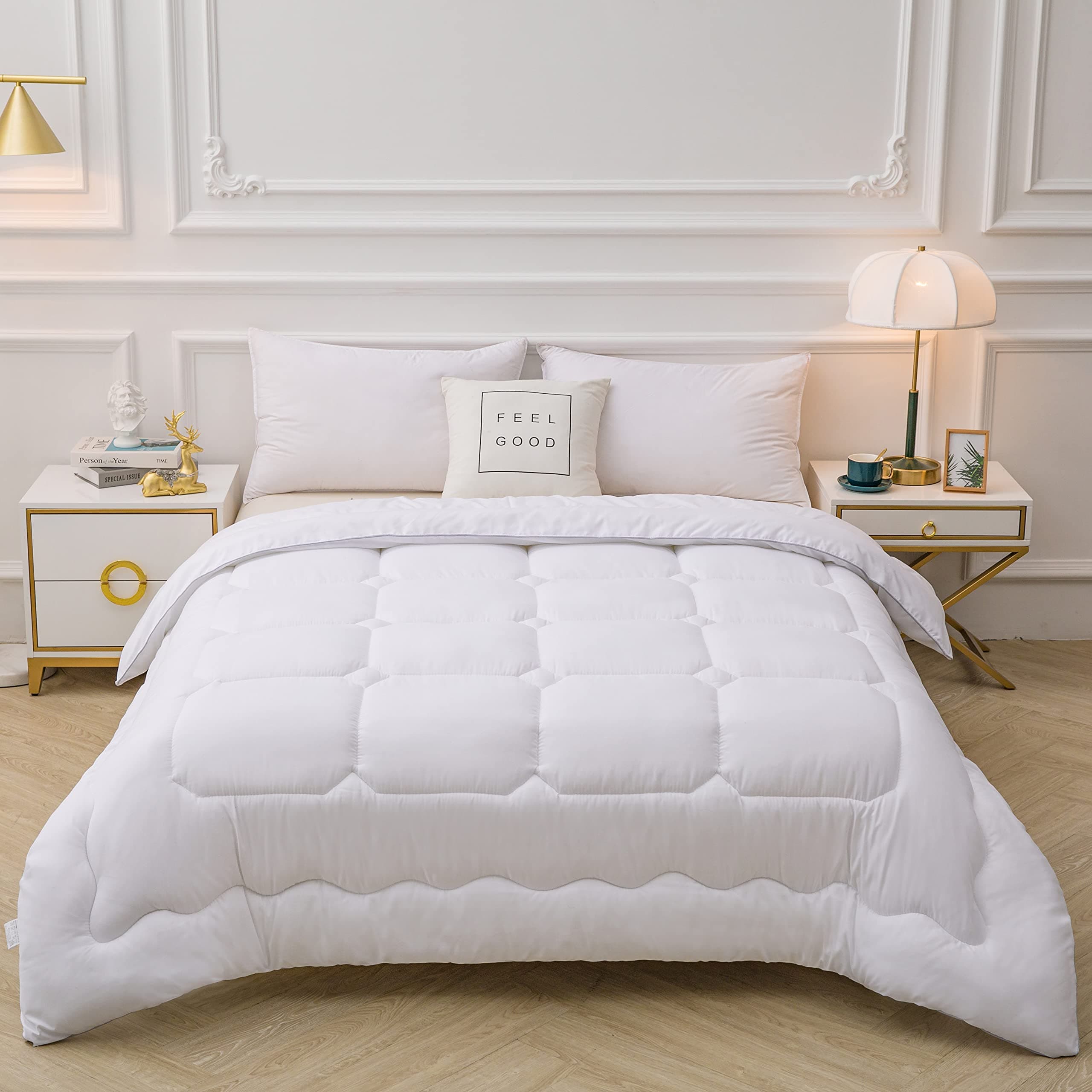 GOLDEN HOME Comforter Duvet Quilt Insert Full White Down Alternative All Season Microfiber (Single (160x210 cm))